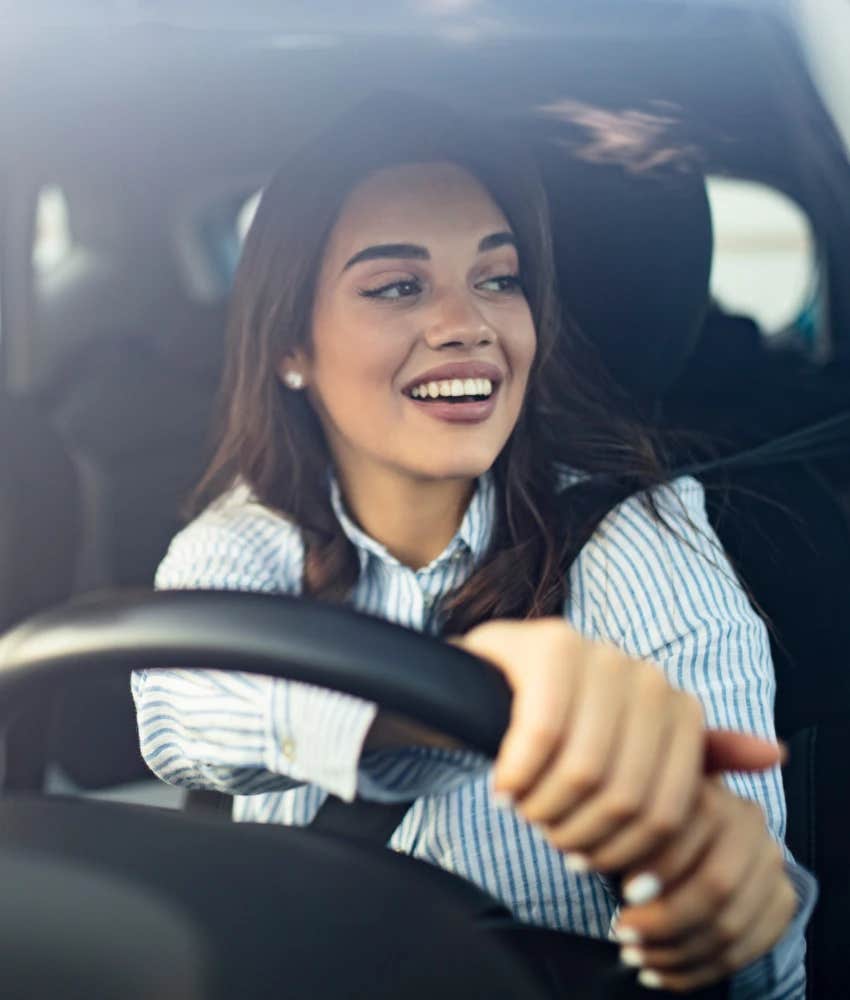 Woman whose personality comes out while she's driving
