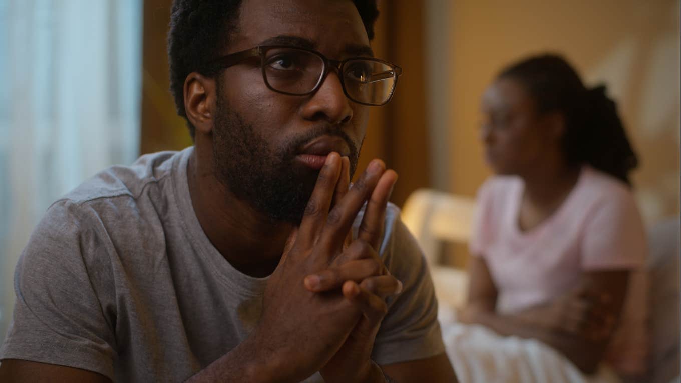 sad man feeling unappreciated in his marriage thinking