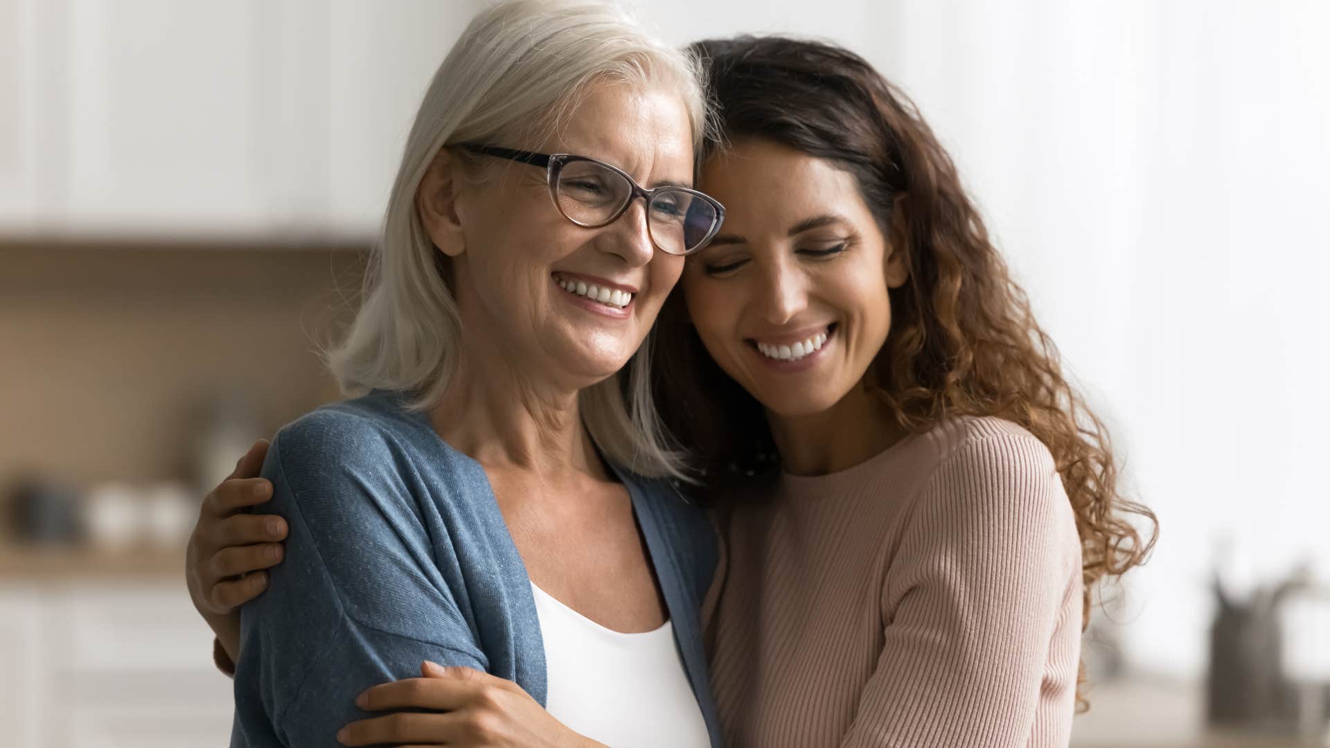 woman hugging her mom