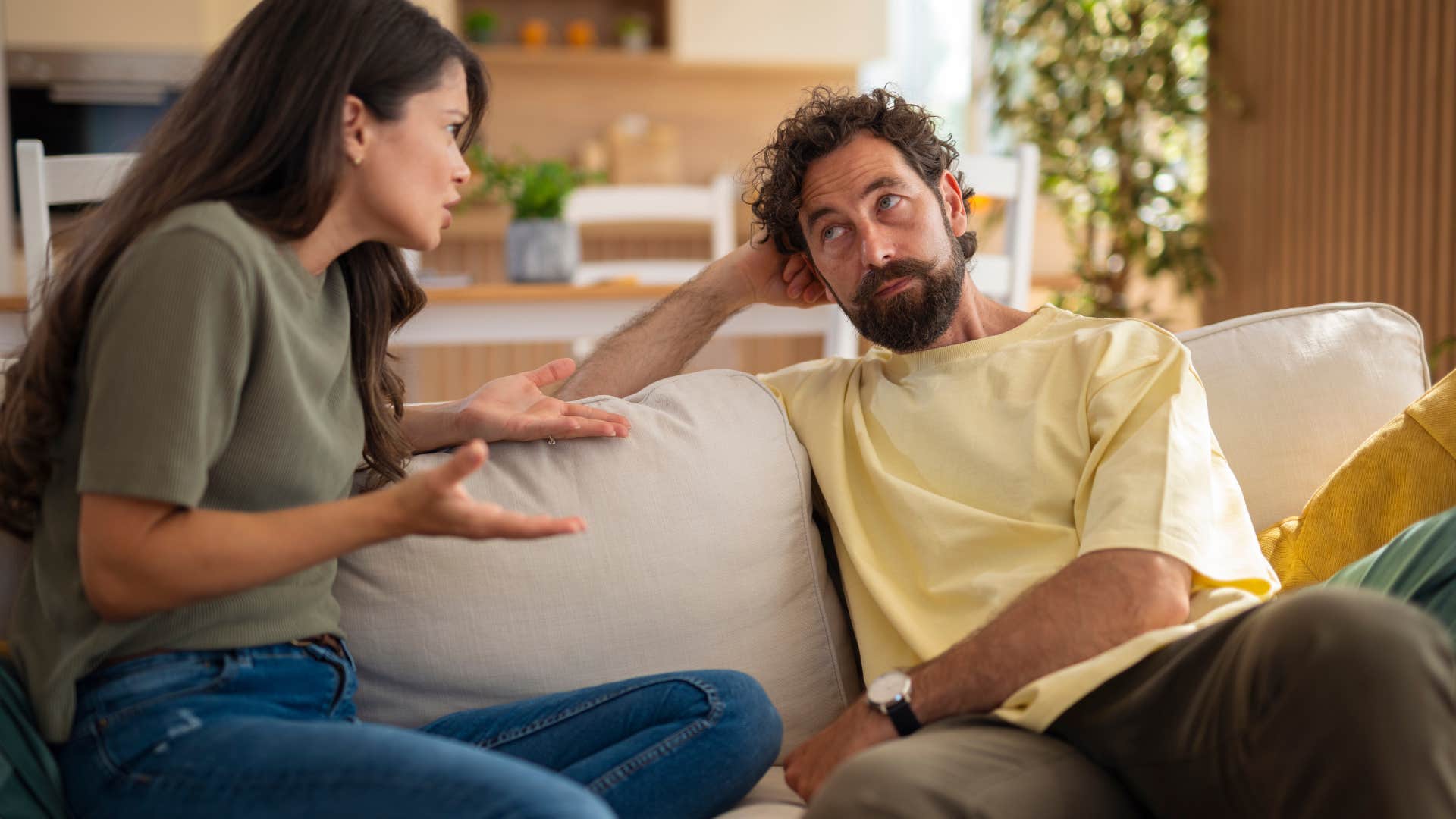 husband and wife having serious conversation