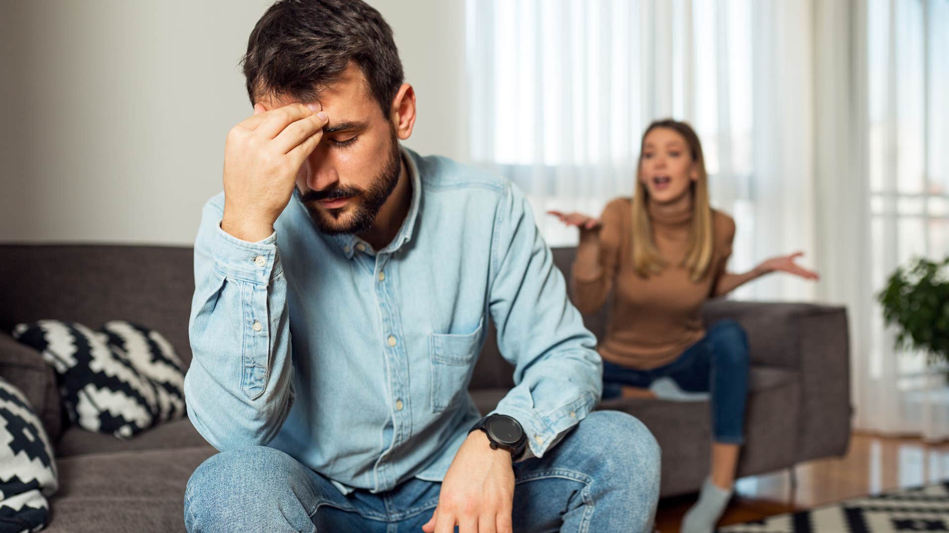 man saying nothing I ever do is good enough to angry wife