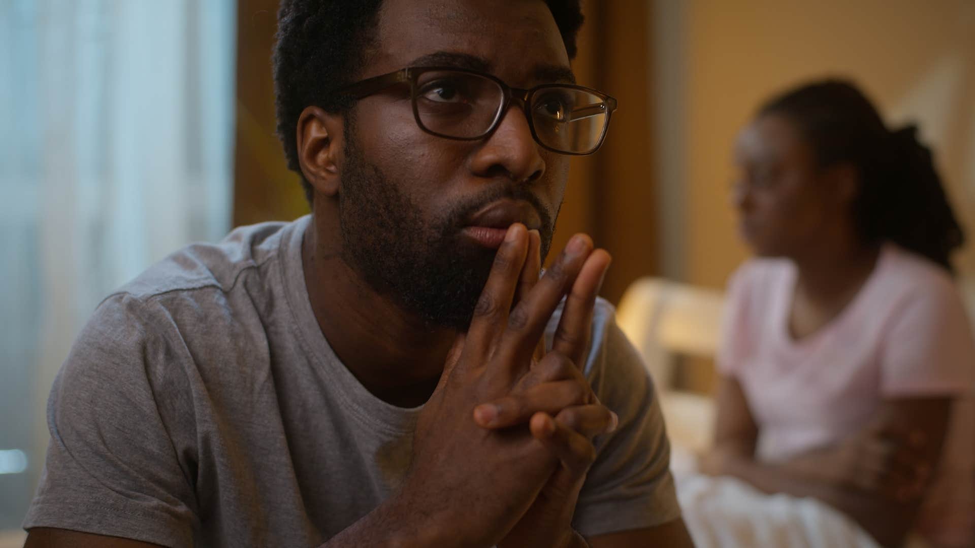 man feeling stressed before bedtime