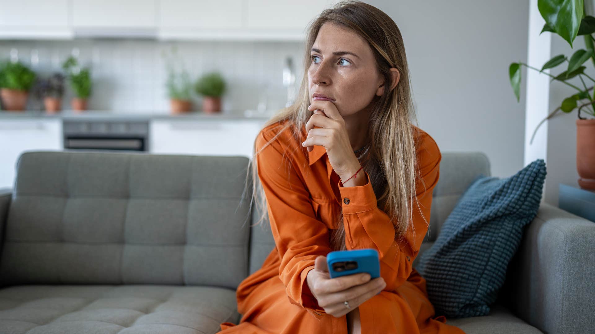 Woman who avoids quality time sitting at home.