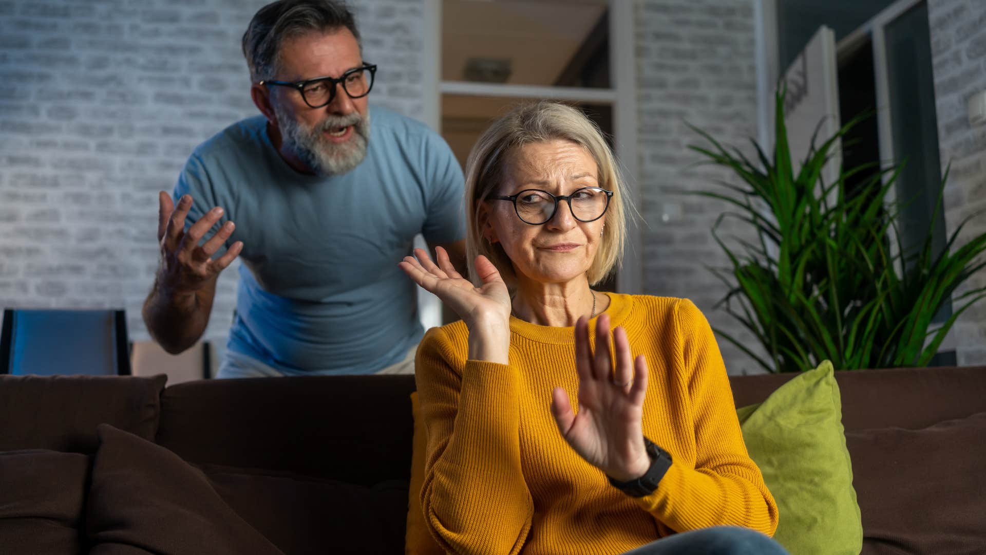 Woman who doesn't do any emotional labor anymore arguing with her husband.