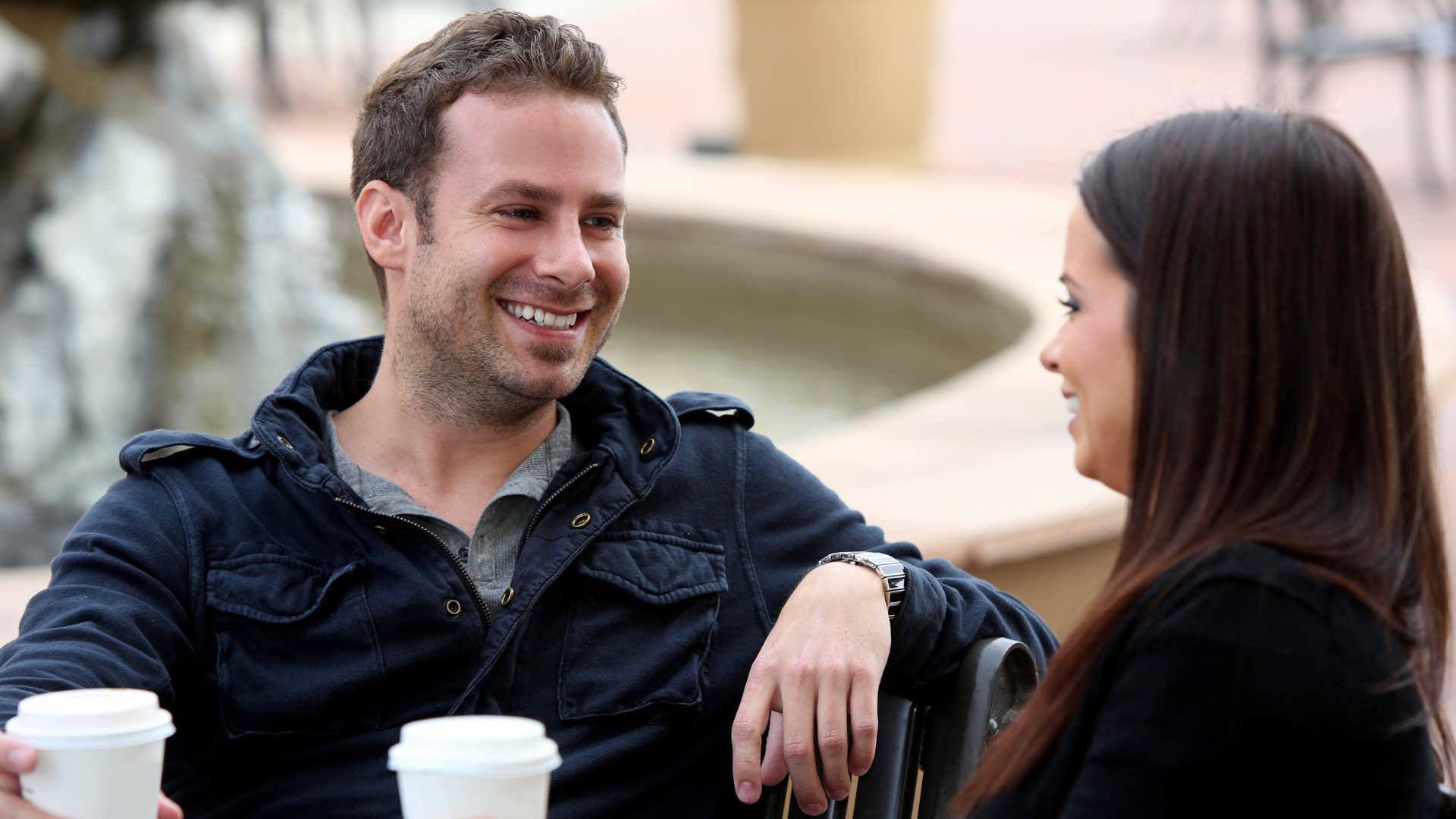 Smiling man falls in love