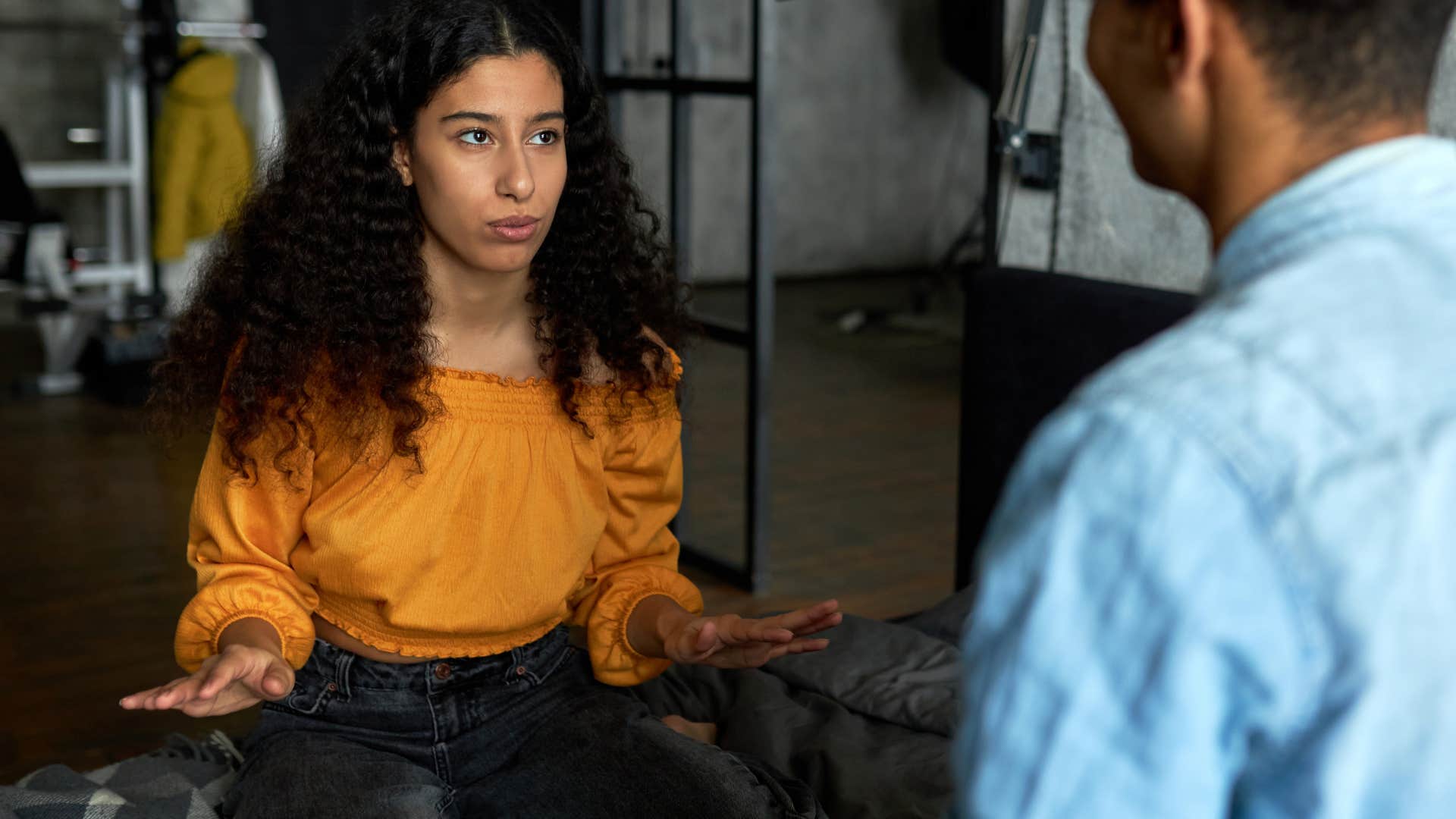 woman disagreeing with friend
