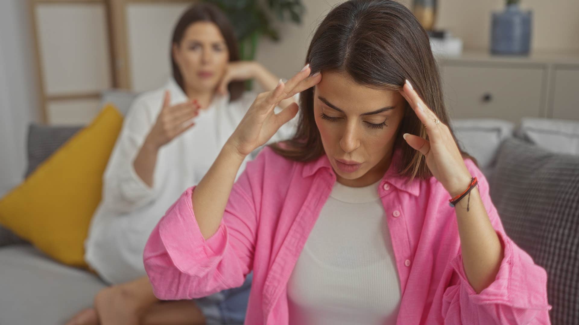 woman who's irritable arguing with a friend