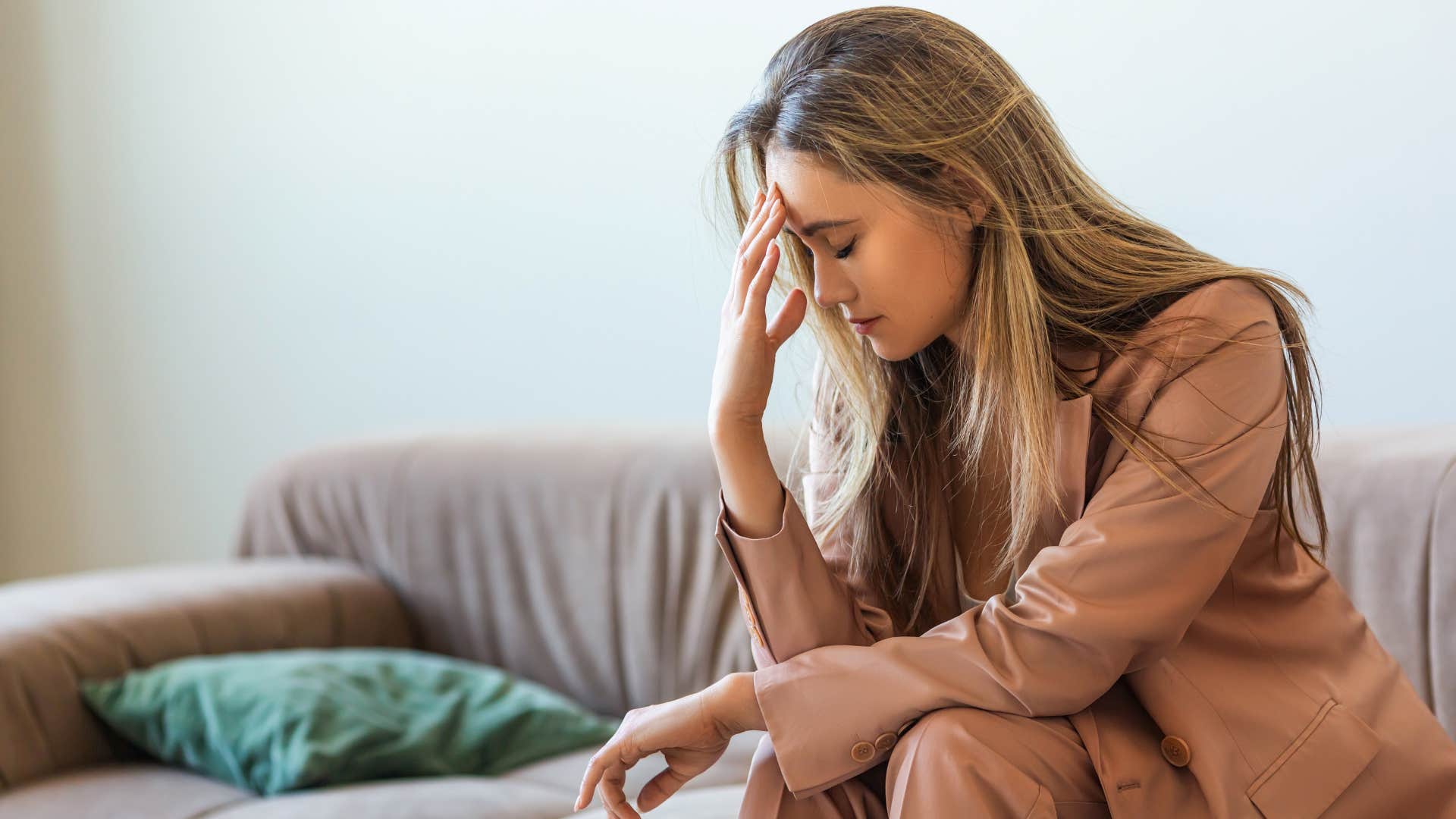 woman who is in a codependent friendship as she feels emotionally exhausted after seeing her friend
