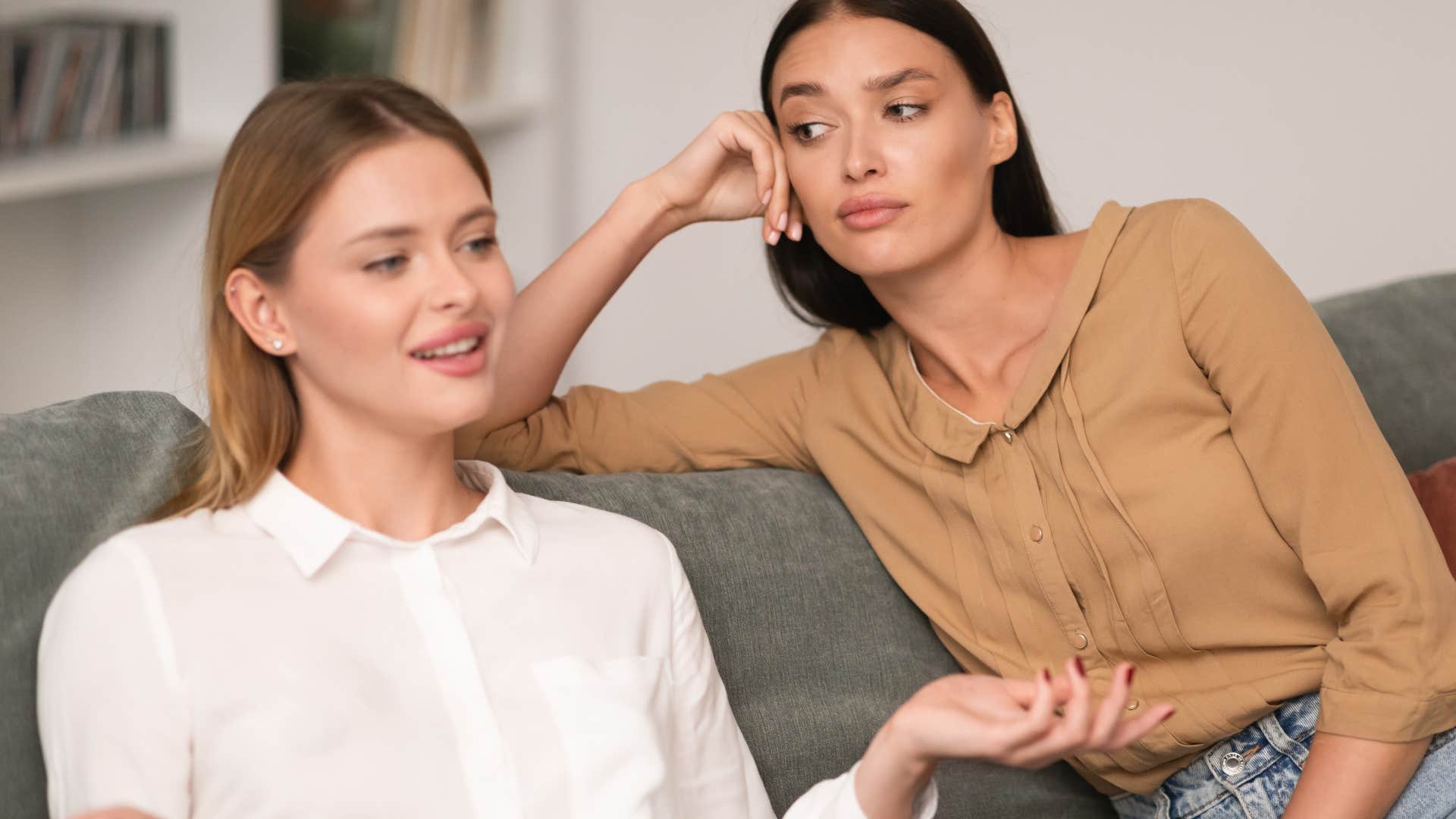 woman who might be in a codependent friendship as she feels jealous friend spent time with others