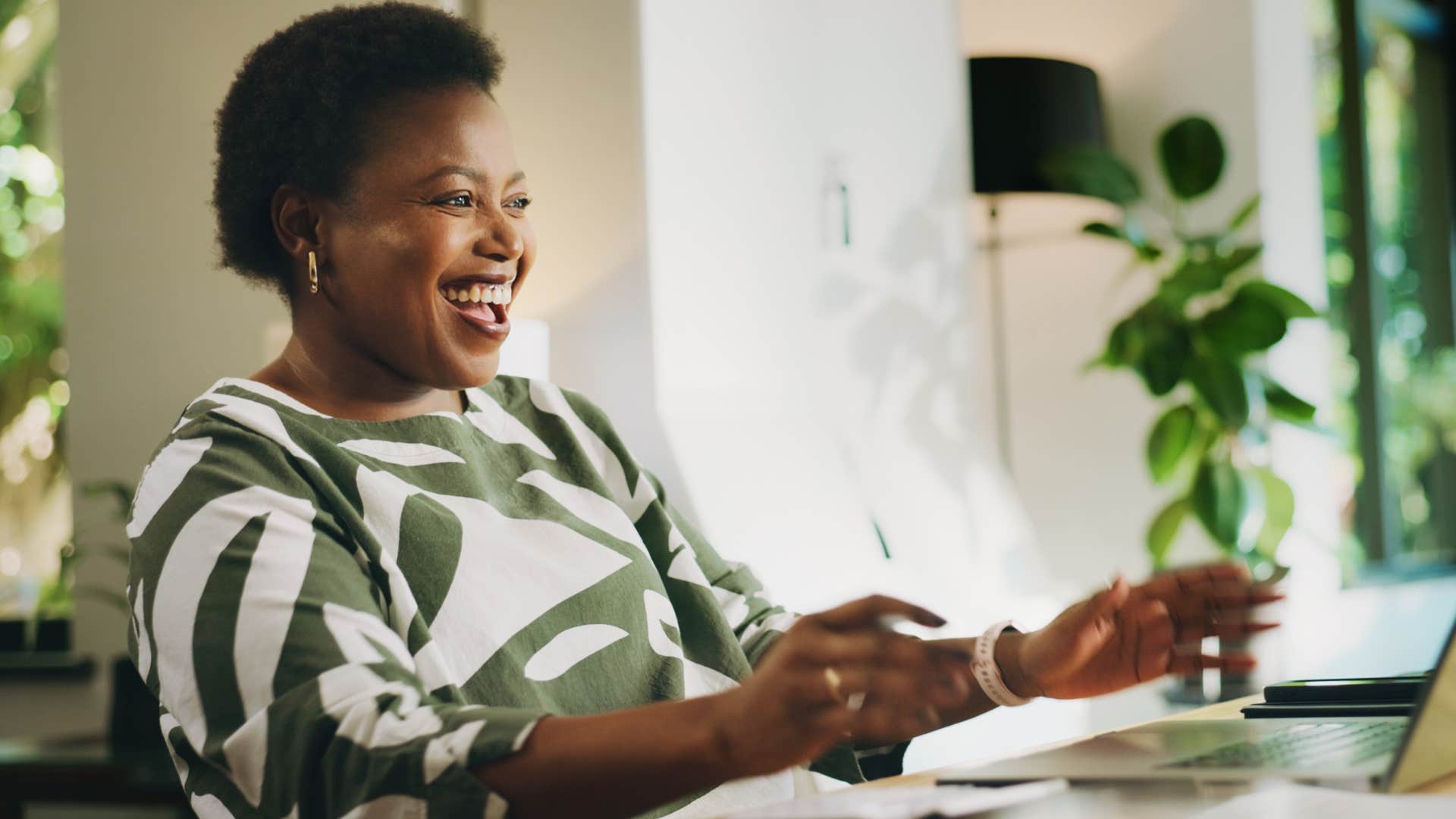 naturally curious woman doing research at work