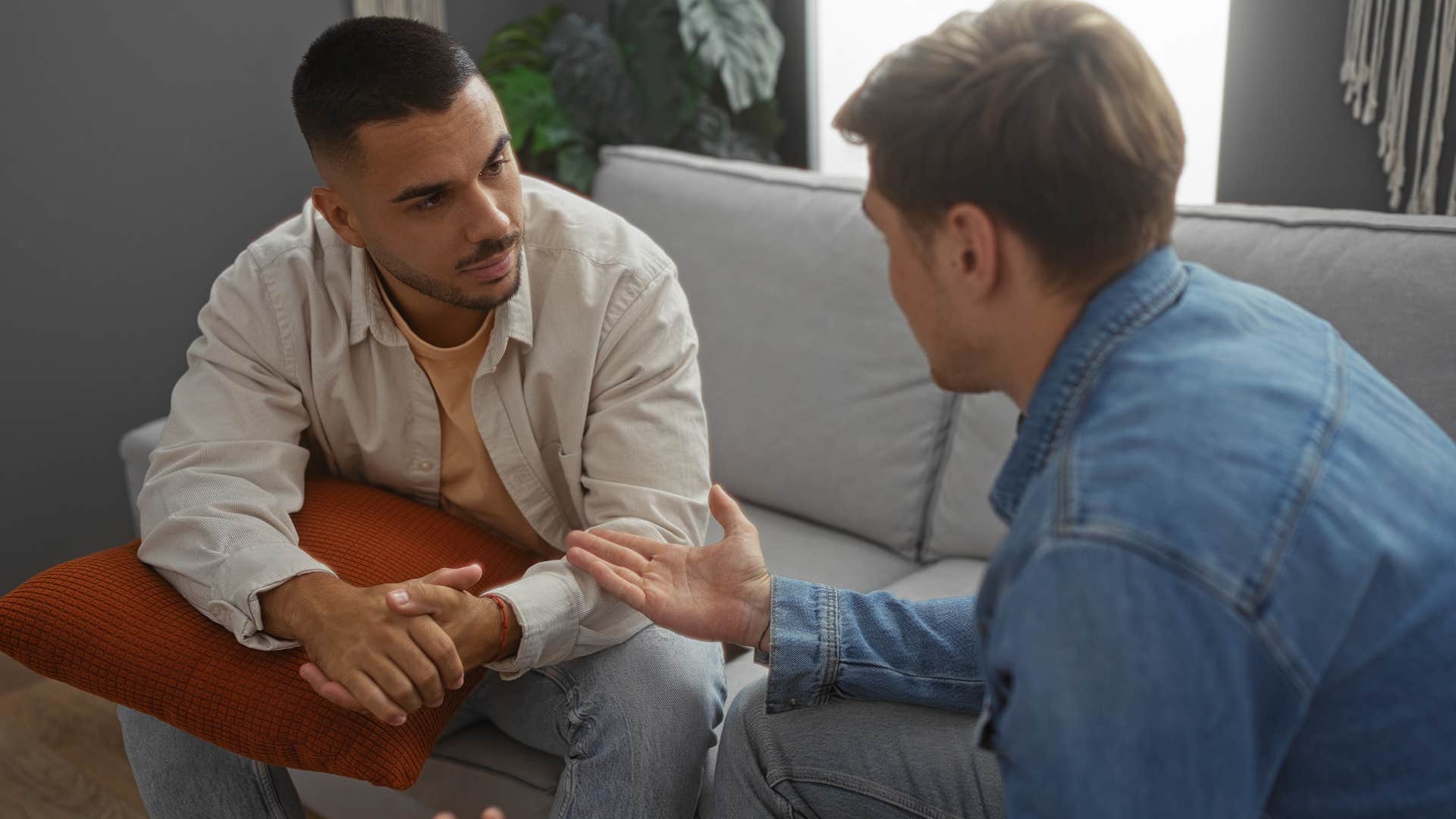 man being truly vulnerable with partner