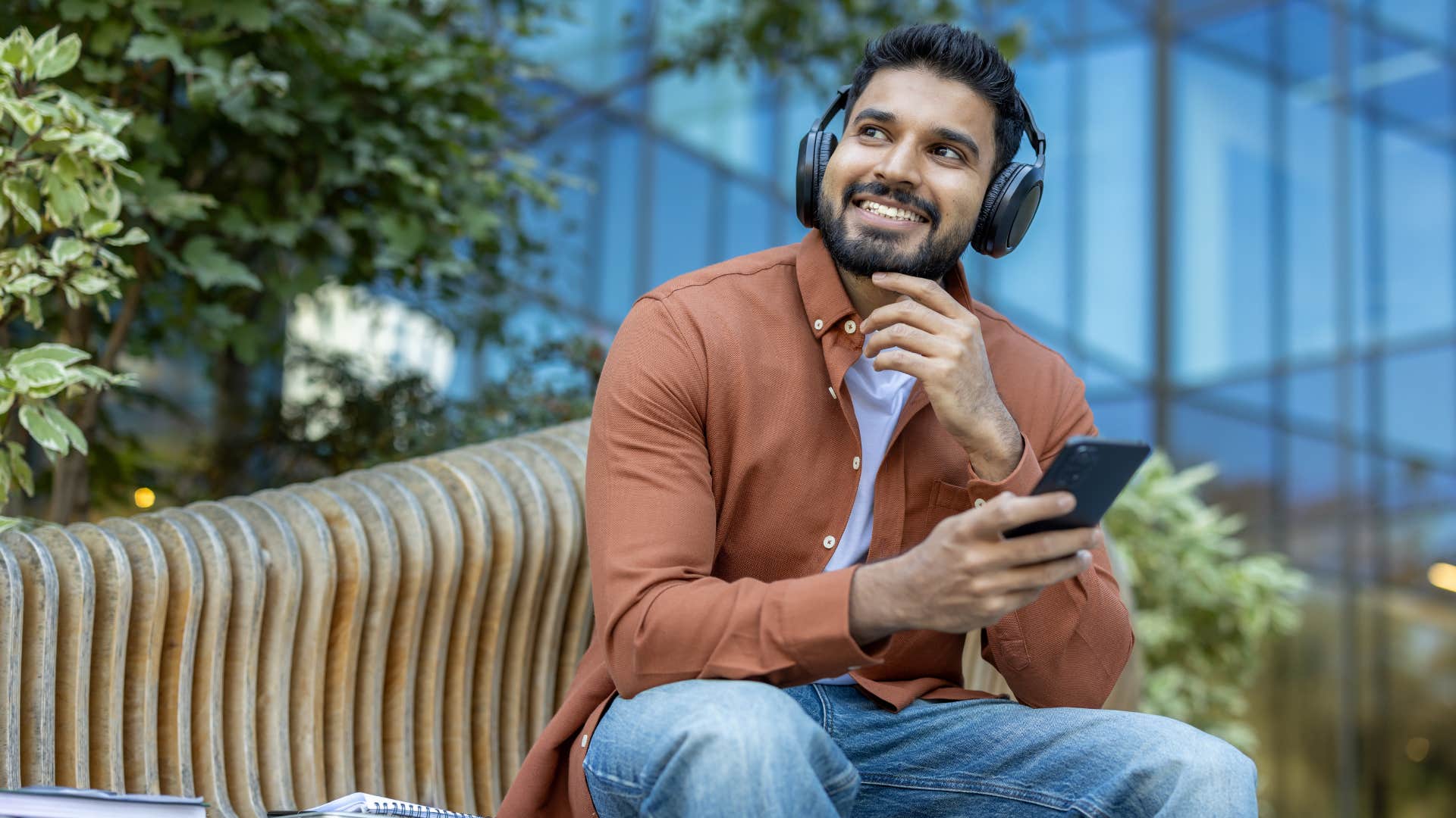 if you grew up poor, you probably have these habits that make you way better than normal people you appreciate stability man appreciating stability listening to music sitting outside