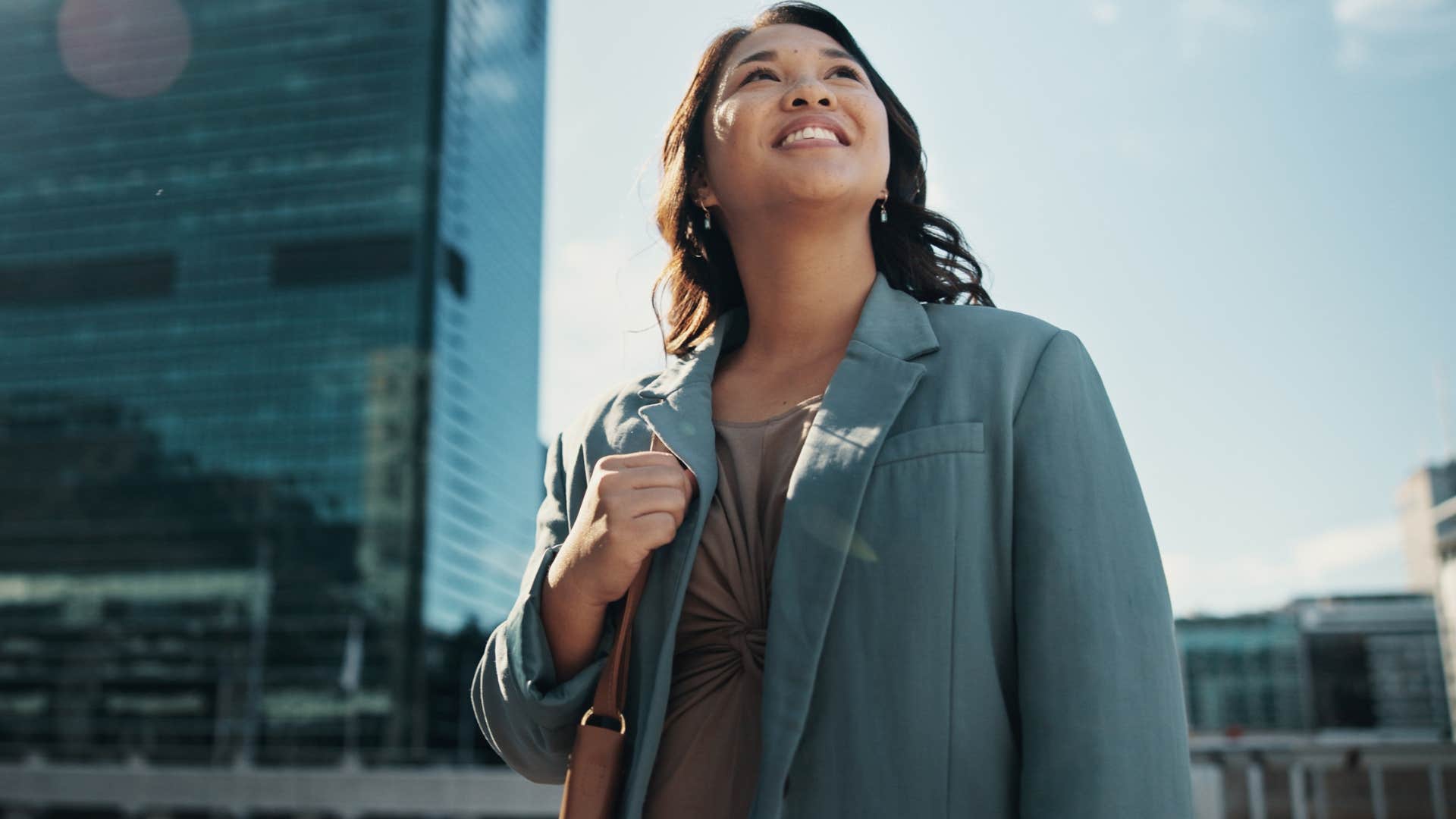 Woman taking up space at work.