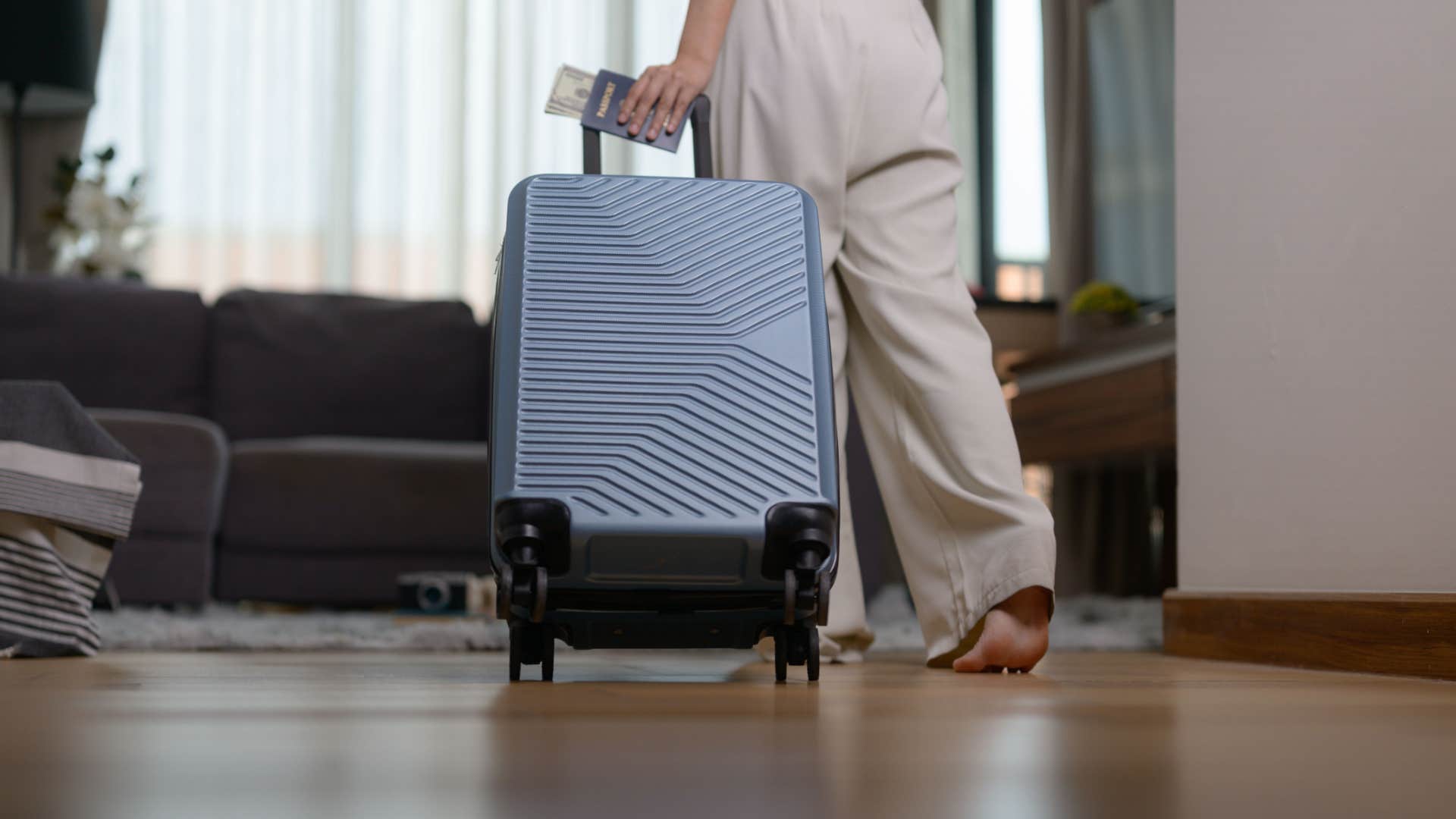 person on their way to the airport 