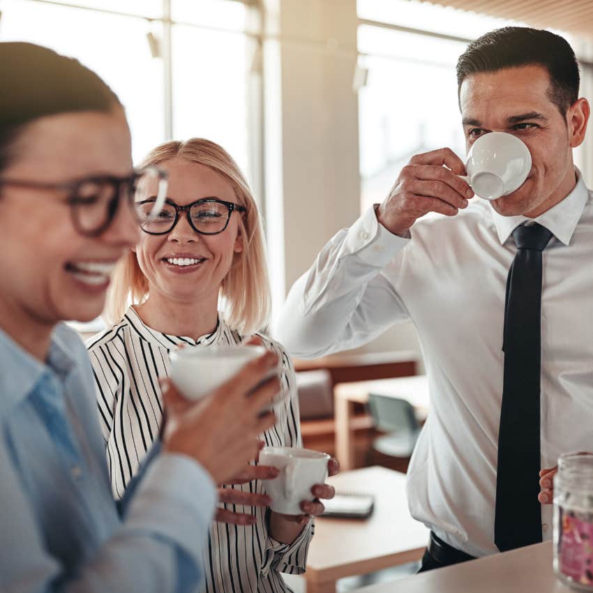 colleagues matching each other's laughter