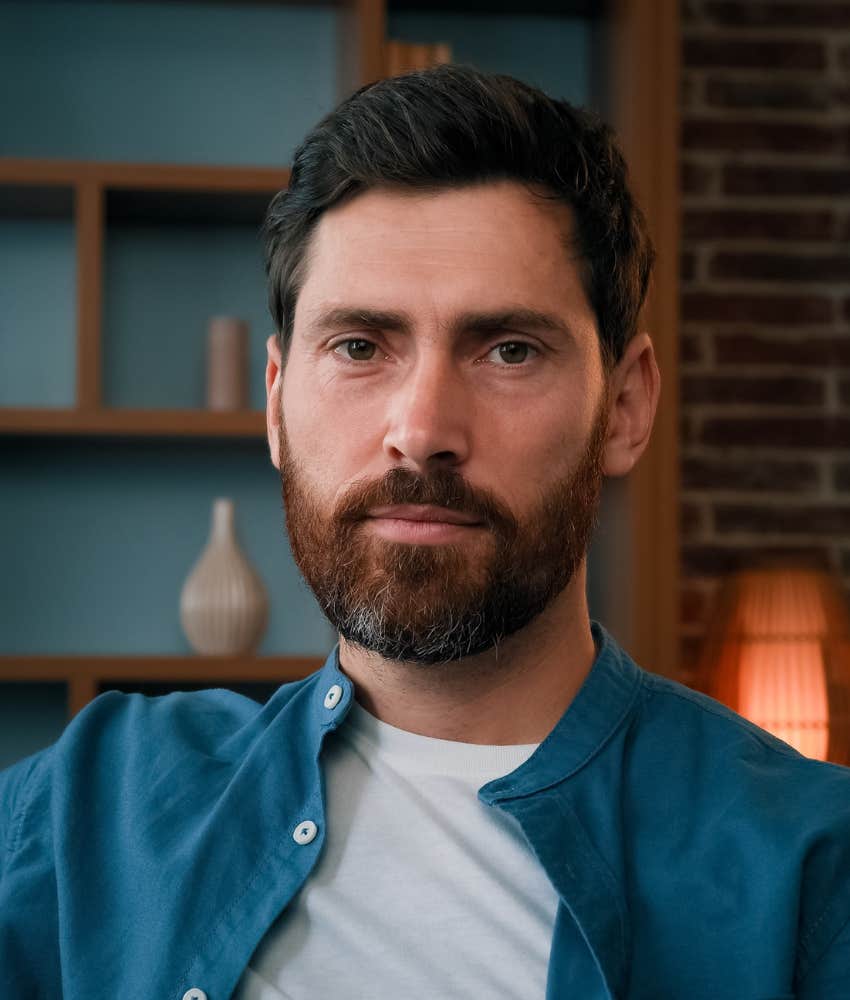 Man looks serious.