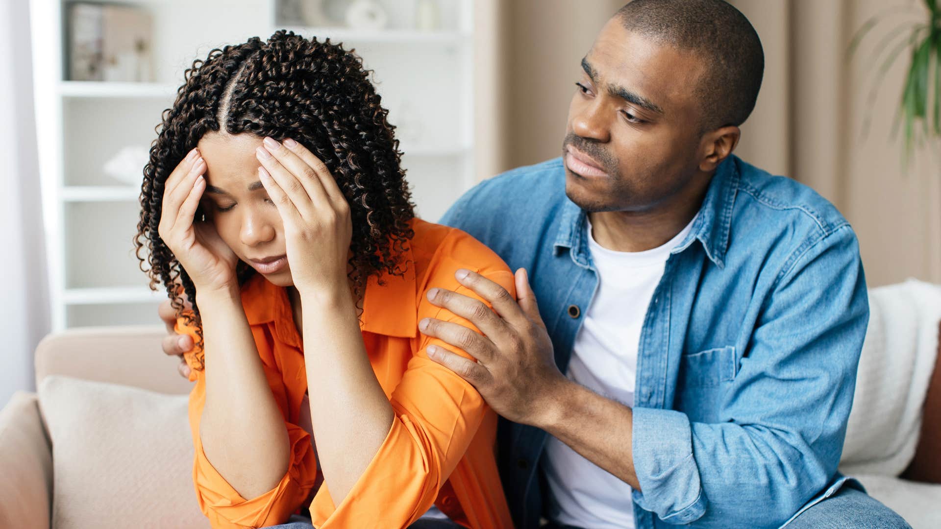 man using physical touch in affectionate ways with his wife