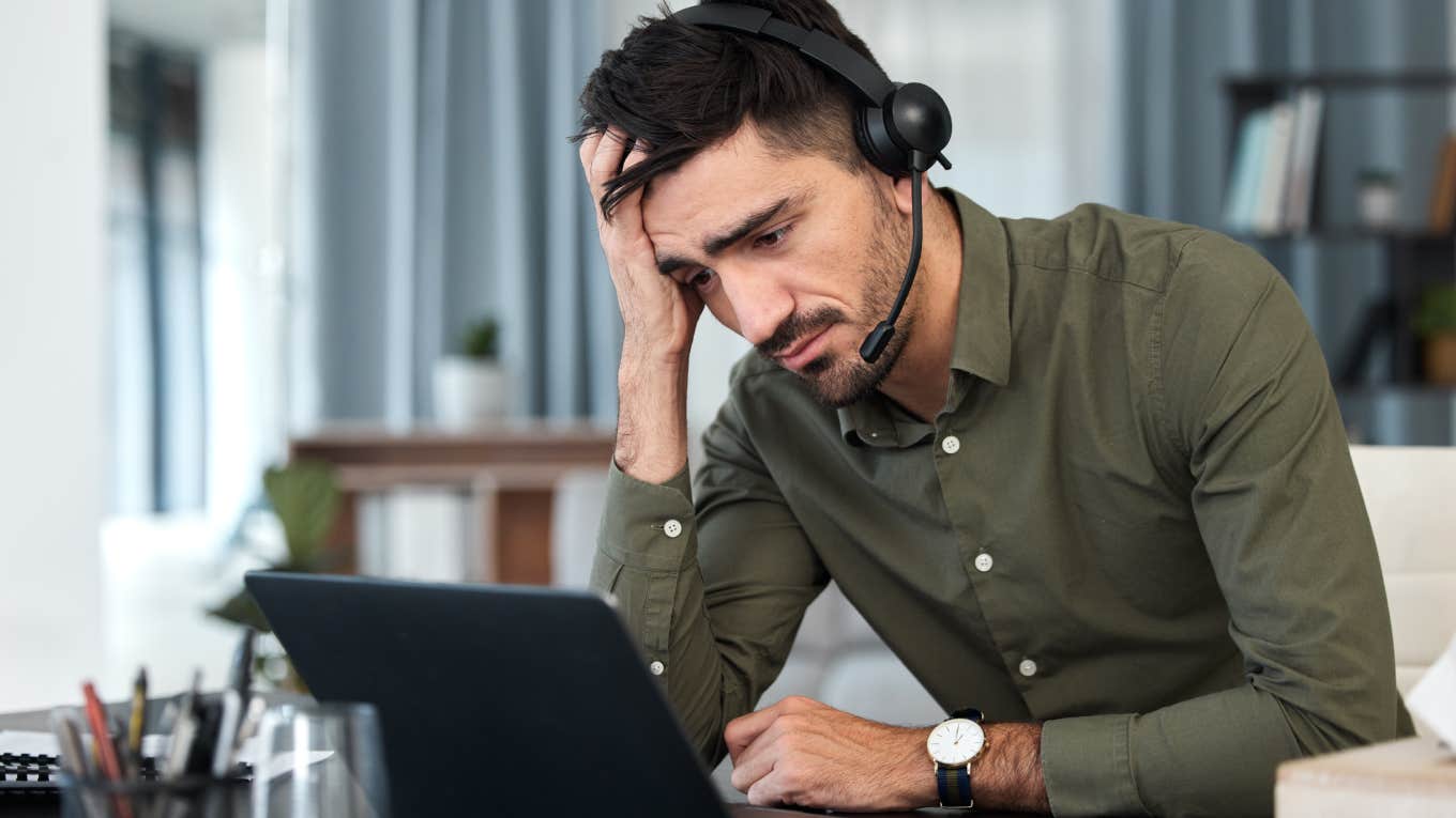 stressed out employee working at desk