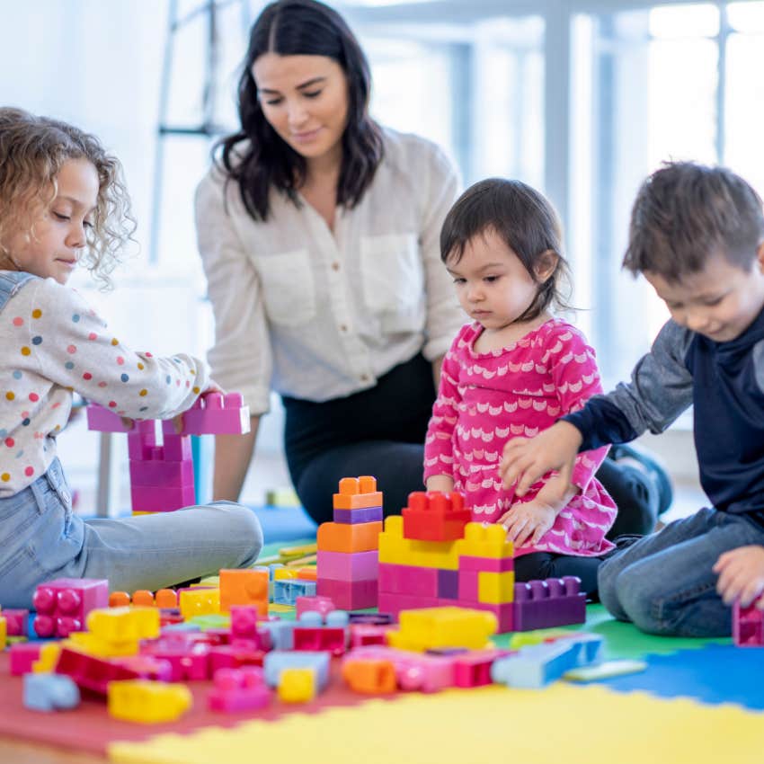 childcare worker with children