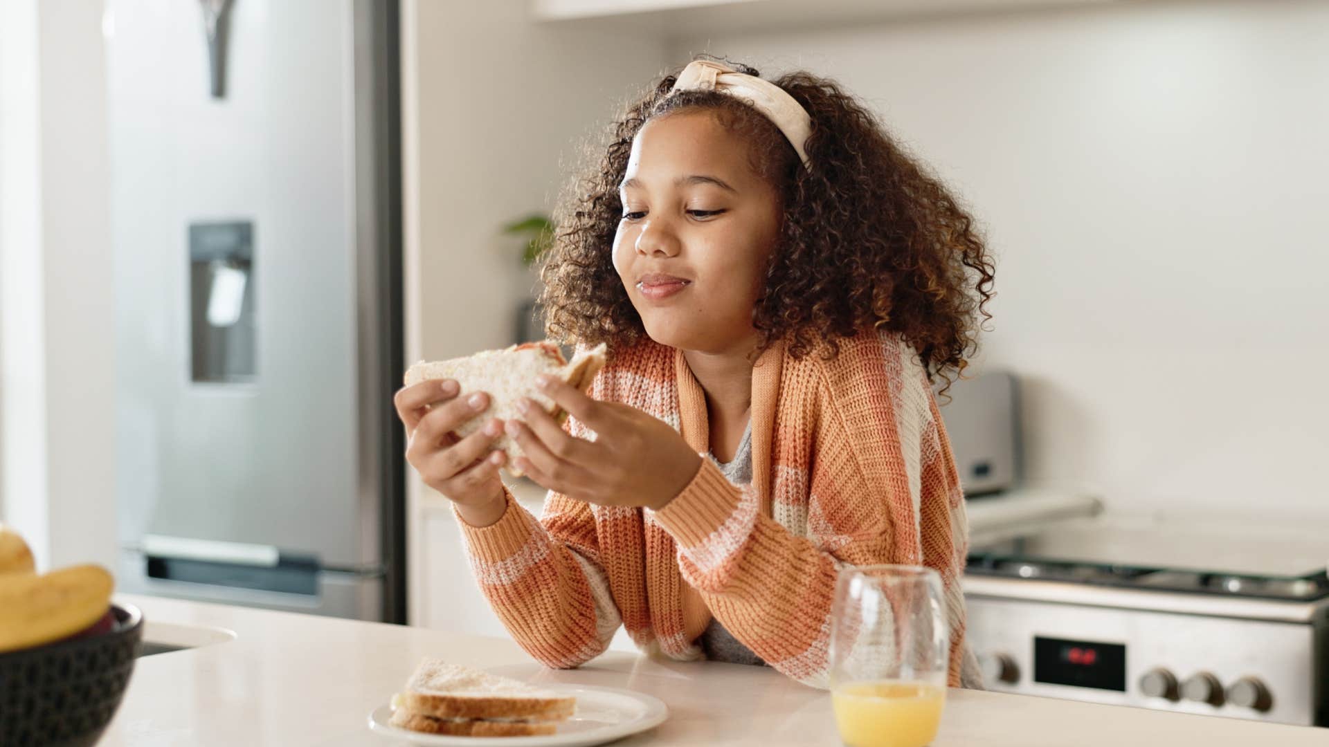 Loved child takes care of self
