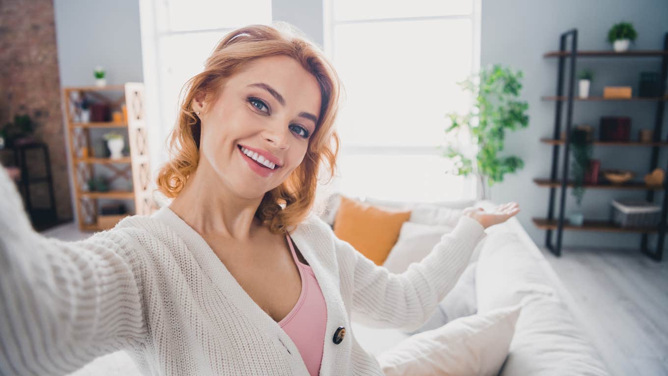 woman who has her life together opening door to home
