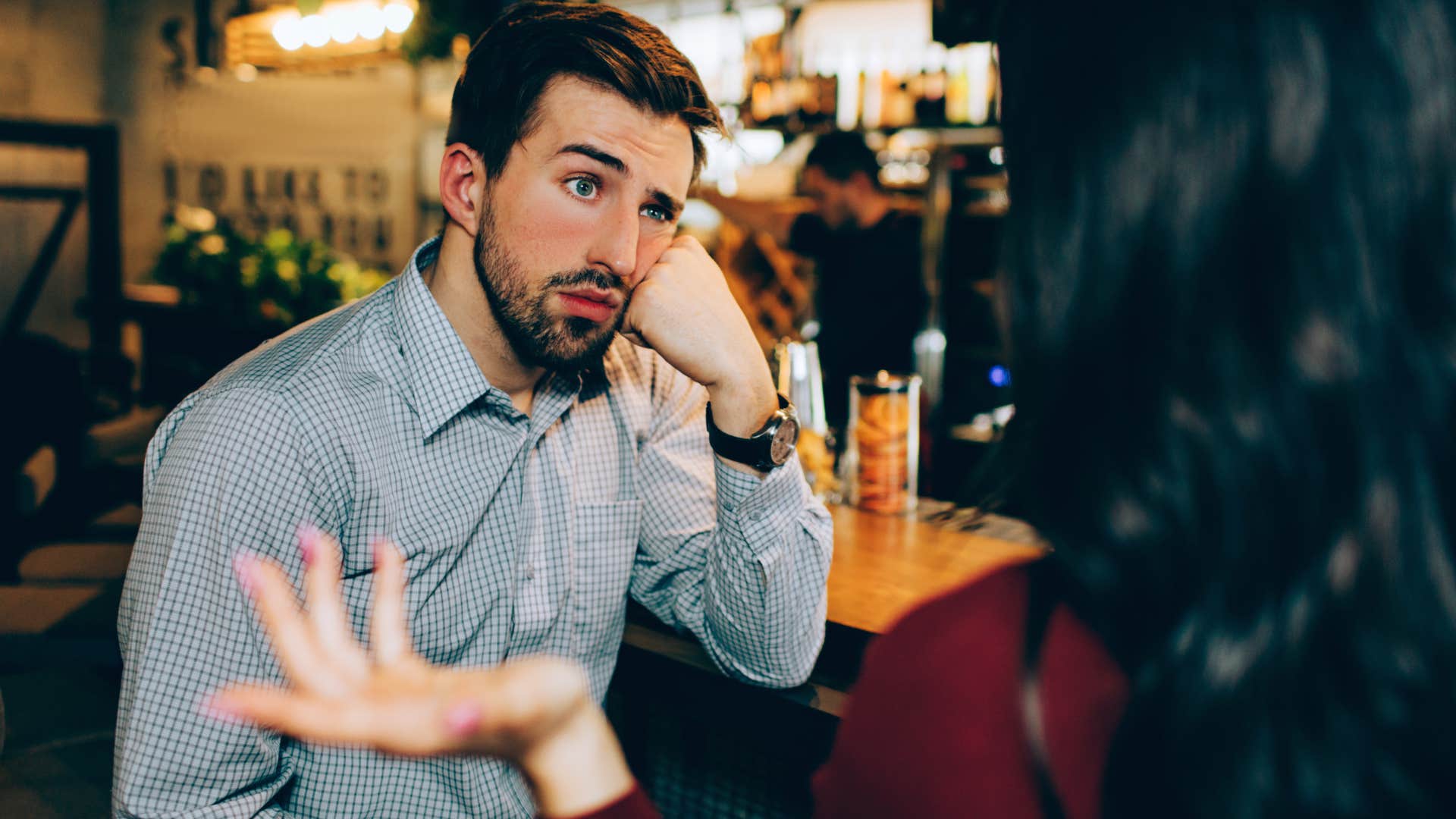 bored man saying must be nice on a bad date