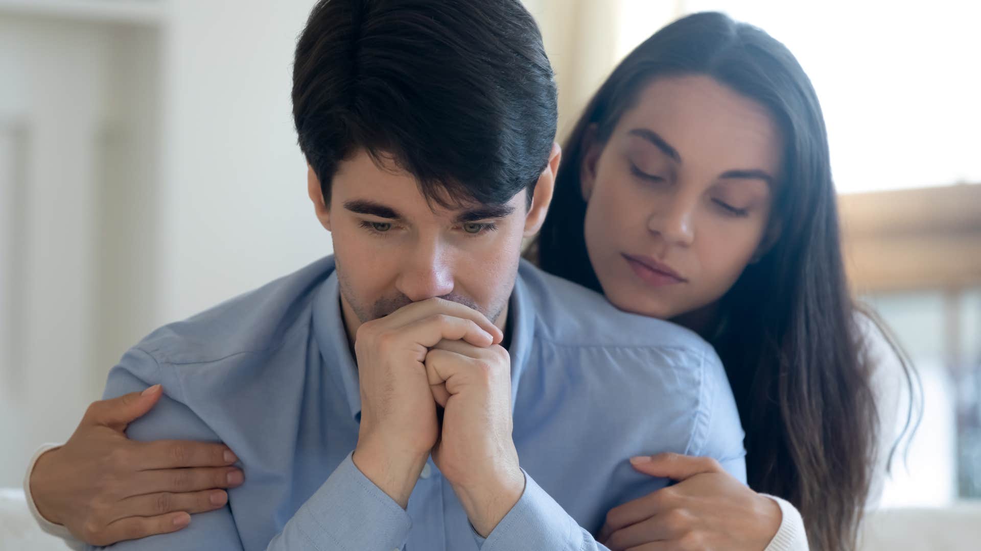 man saying I shouldn't even complain to wife comforting him