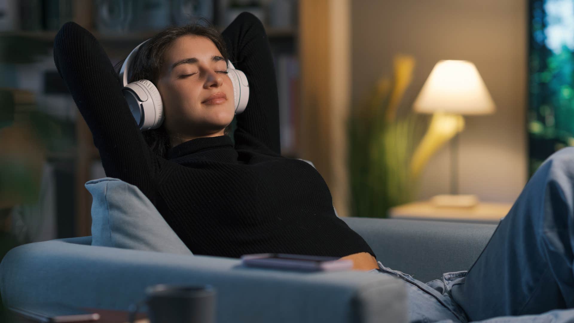 woman who can fall asleep anywhere as she downshift's body activity