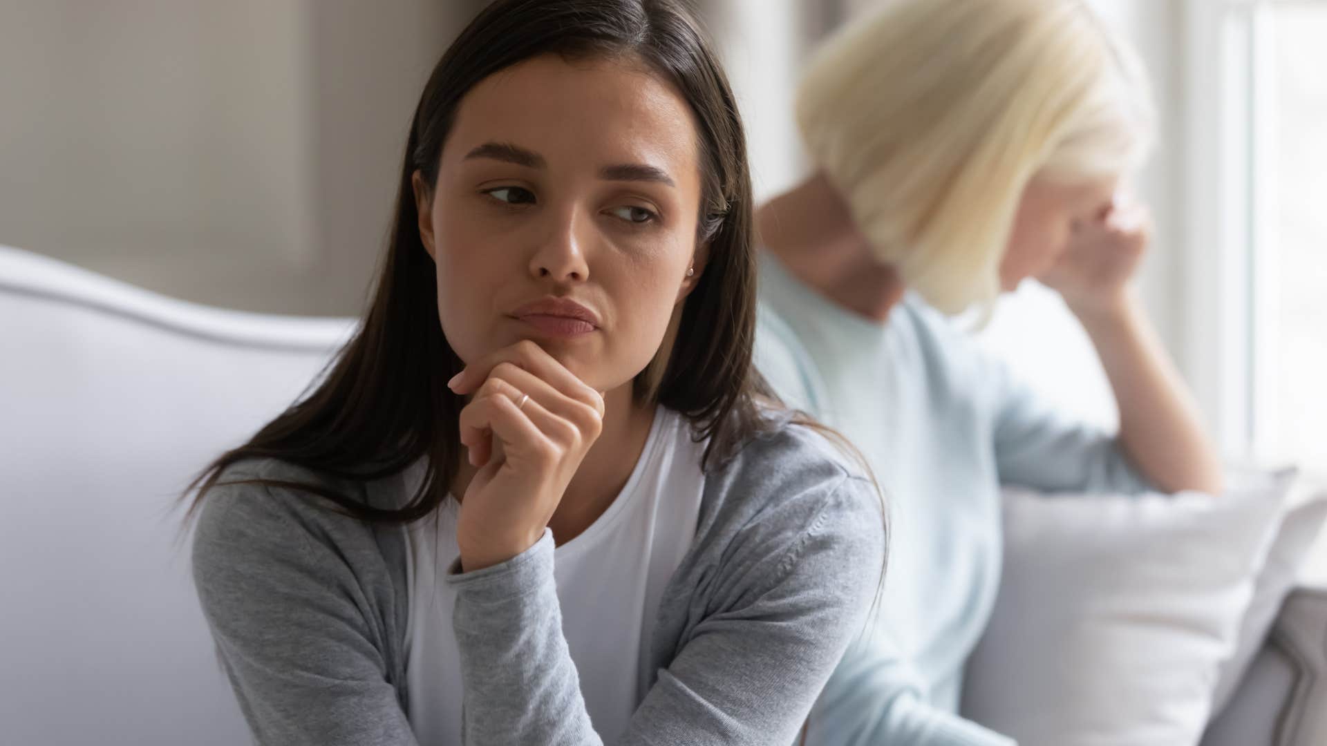 woman who is not communicating with her family
