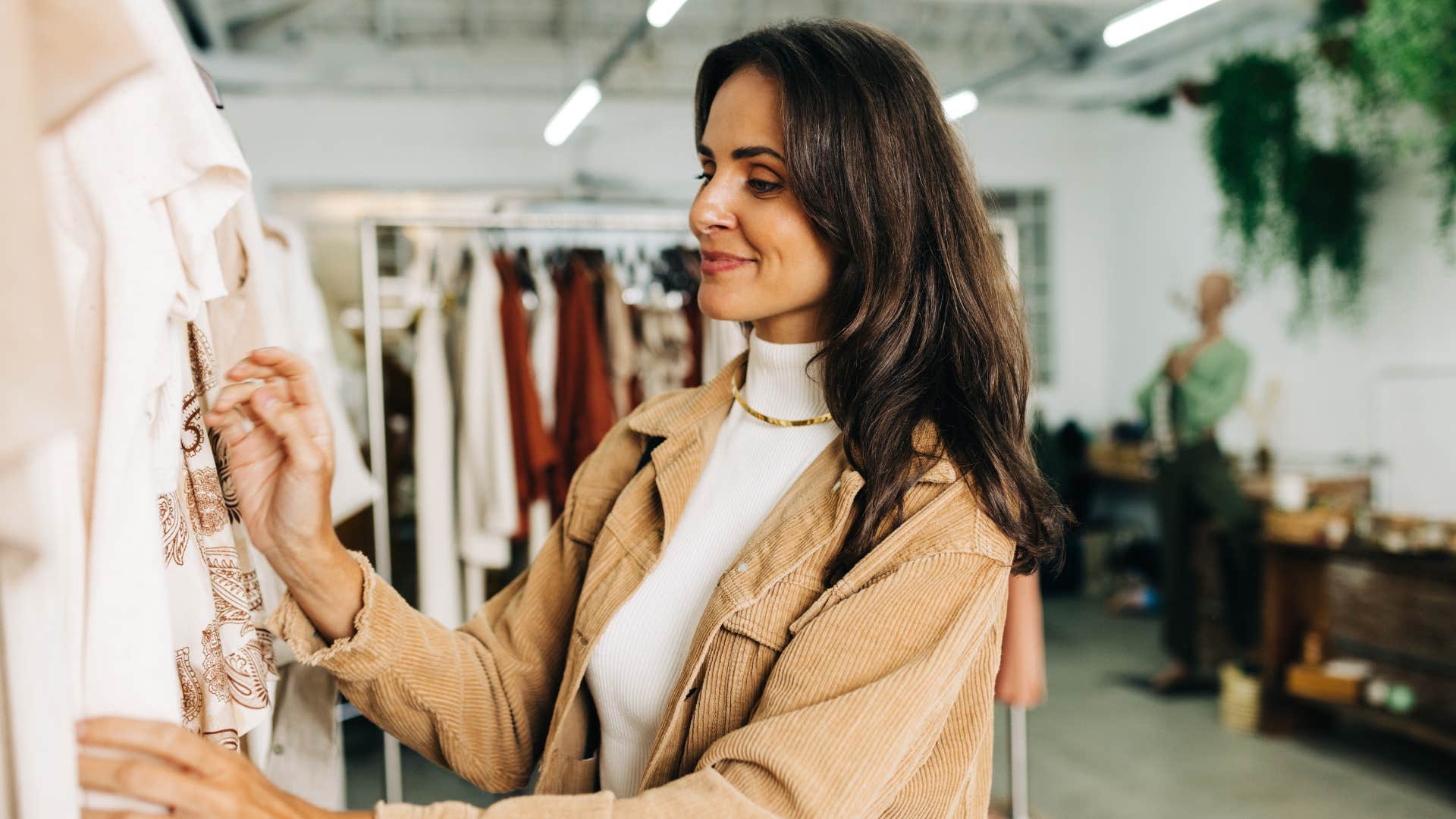 woman shopping for designer clothing