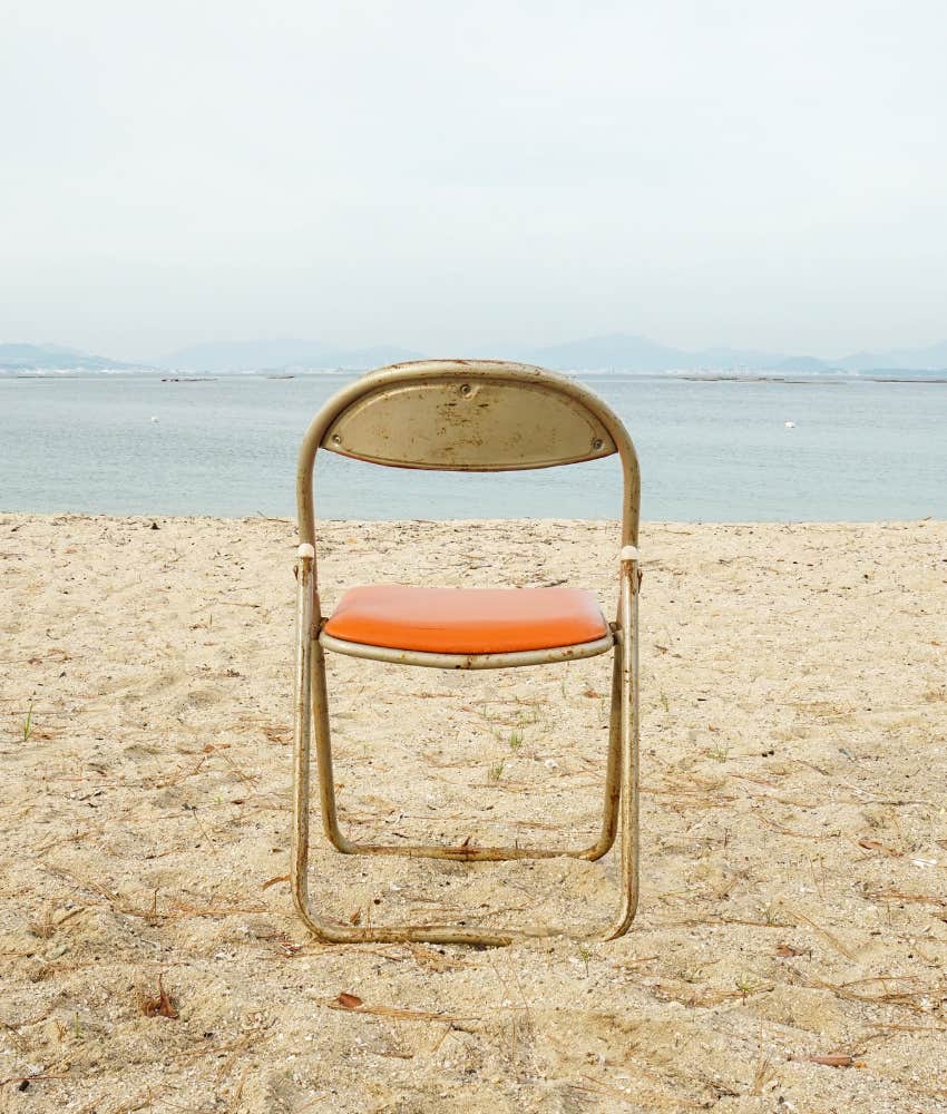 Stress free chair invites you to sit on beach