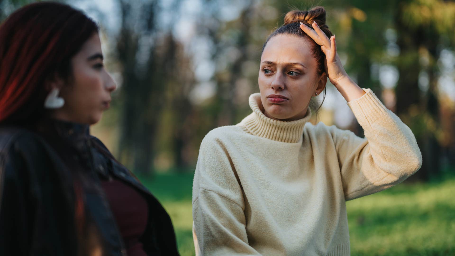 what would you do people who need constant validation always say these attention-seeking phrases woman asking friend what would you do