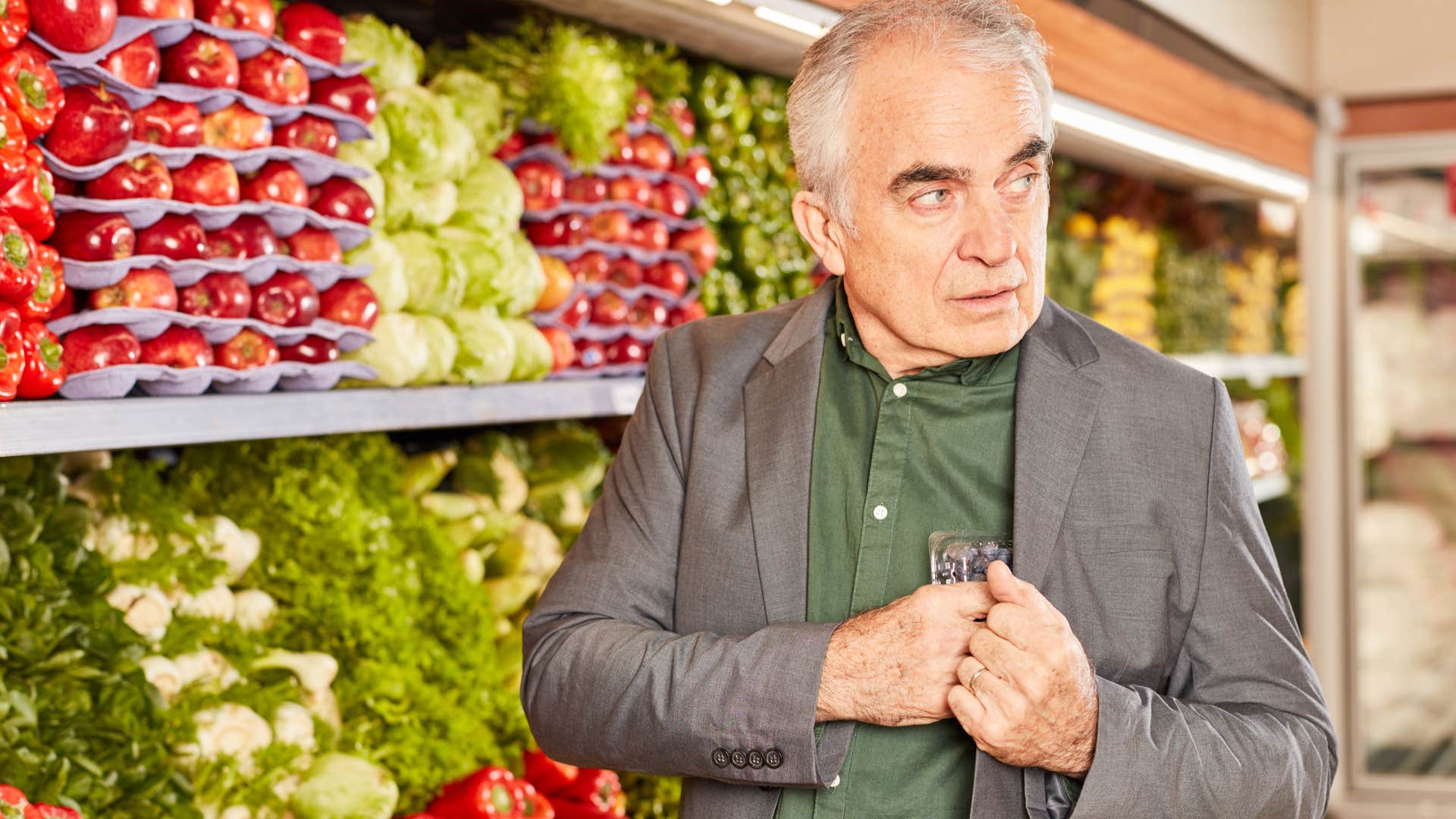 man not following the rules stealing at the store