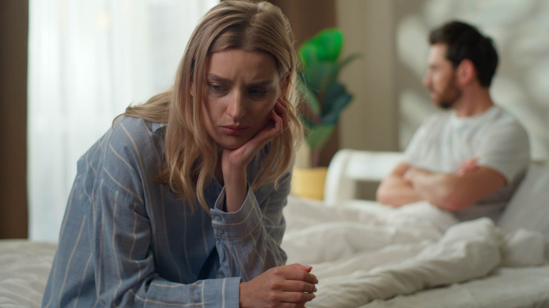 sad woman convinced she doesnt deserve better in a relationship