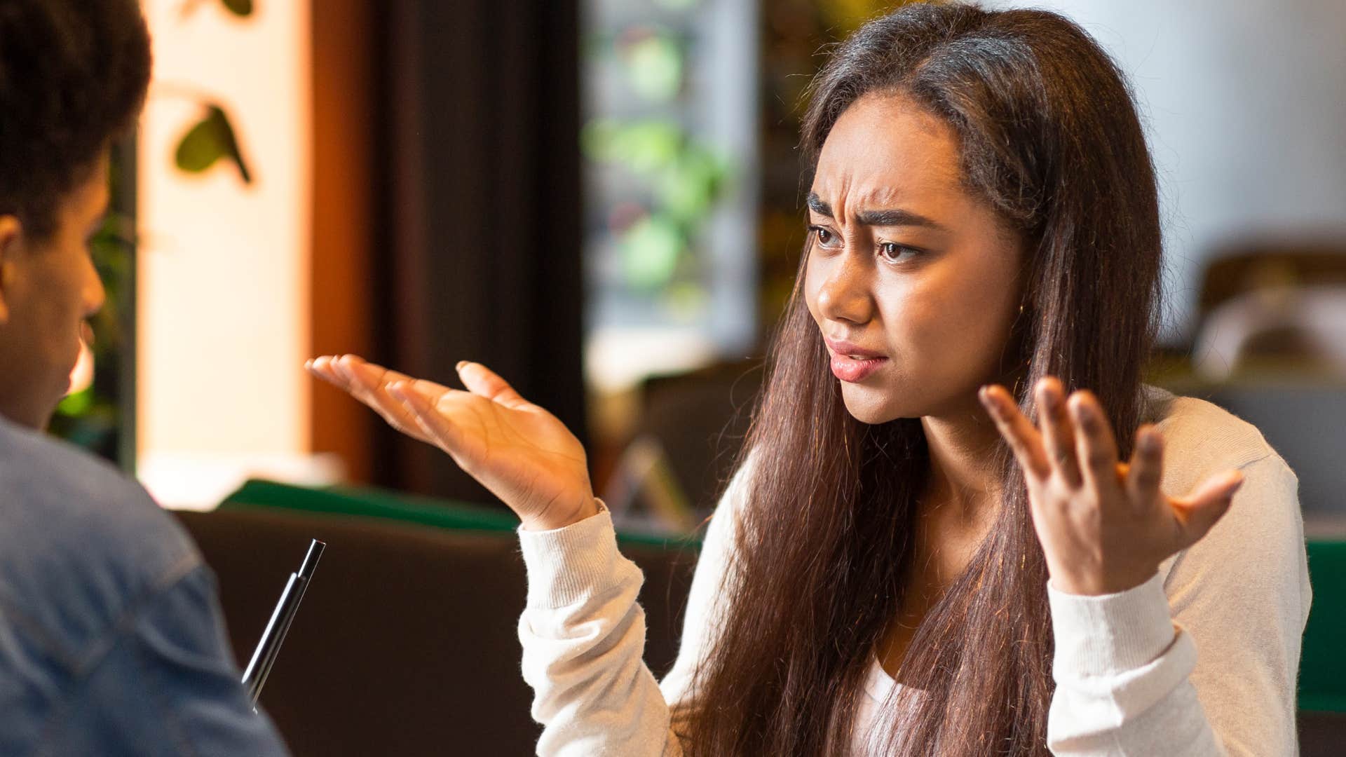 Arrogant woman arguing with her husband.