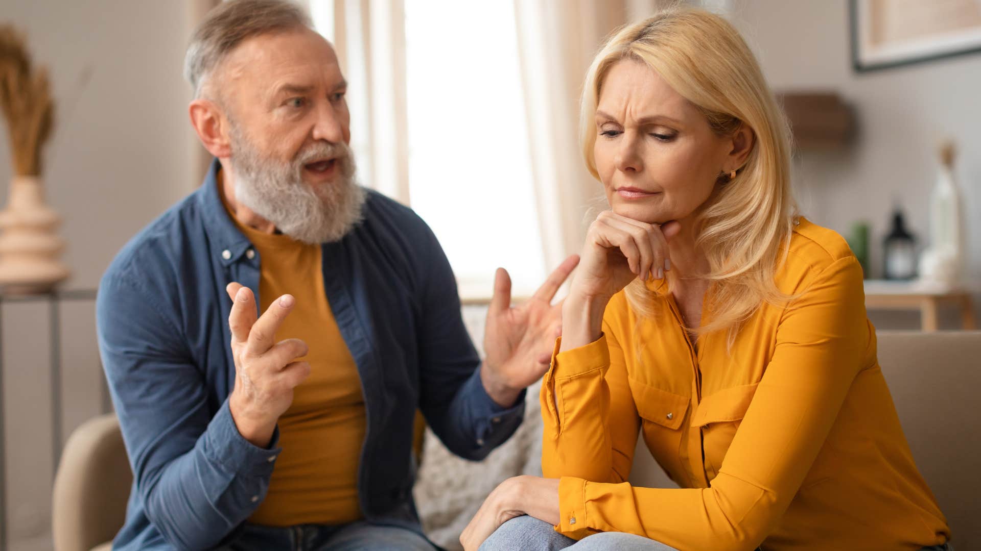 High-maintenance man arguing with his wife.