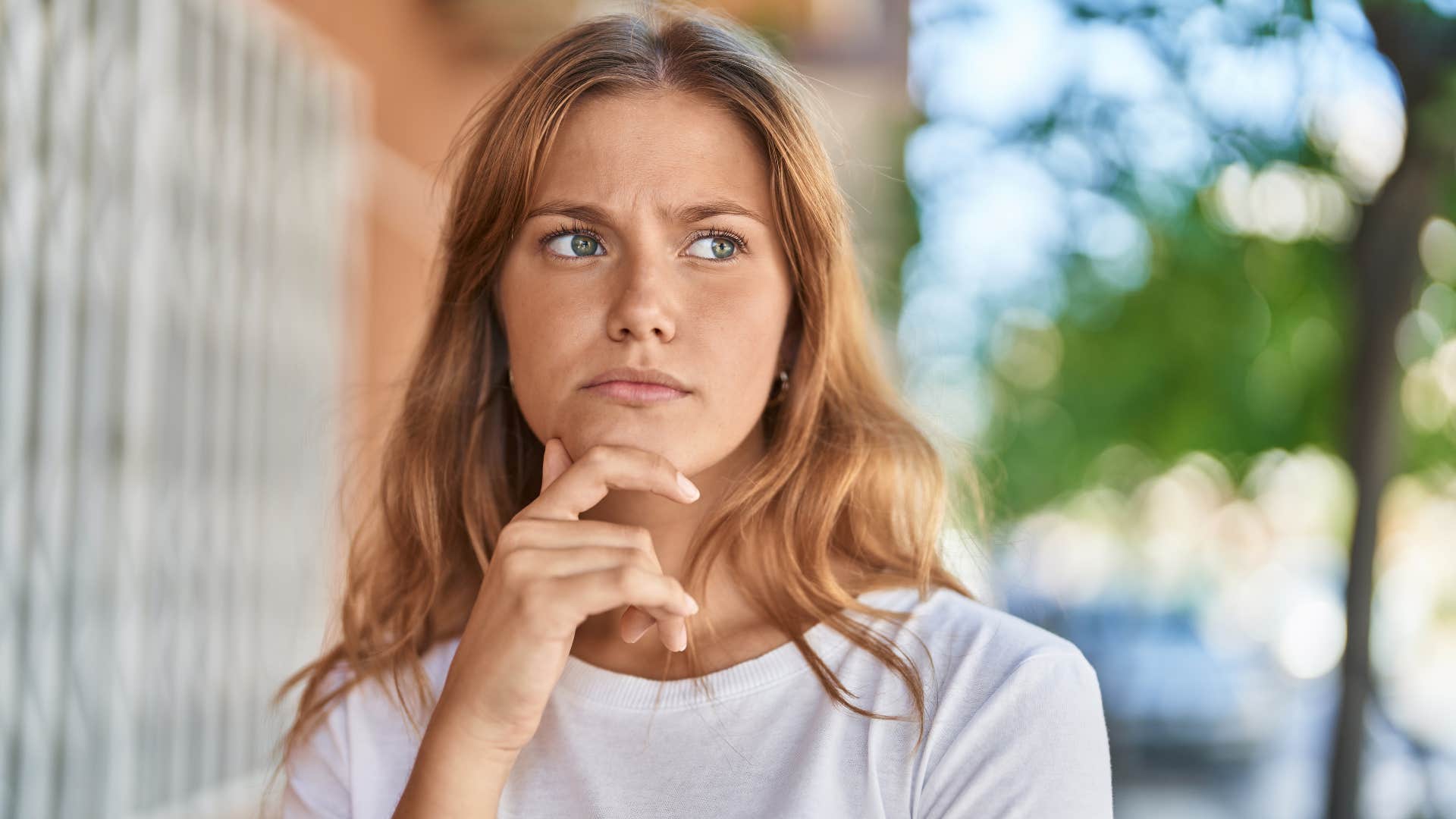 woman being calculating and thinking