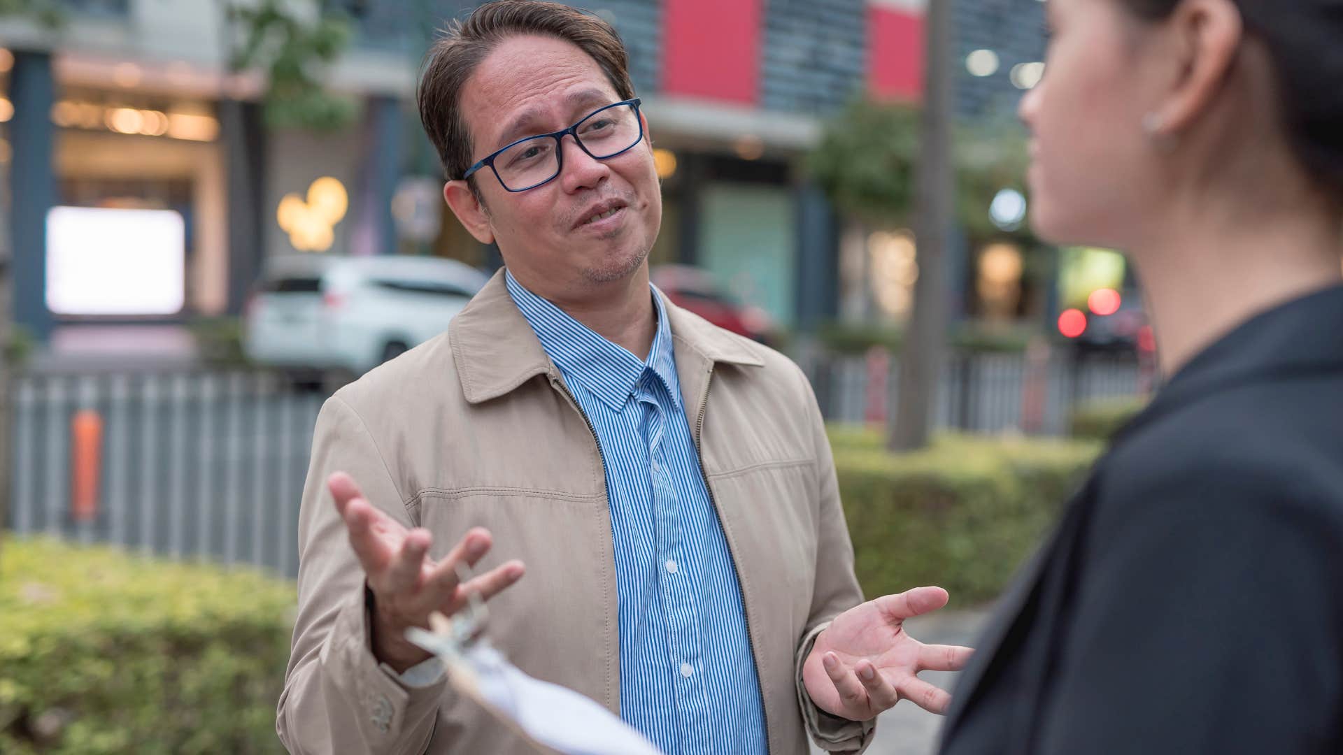 Man asking "you're so mature for your age" to a woman.