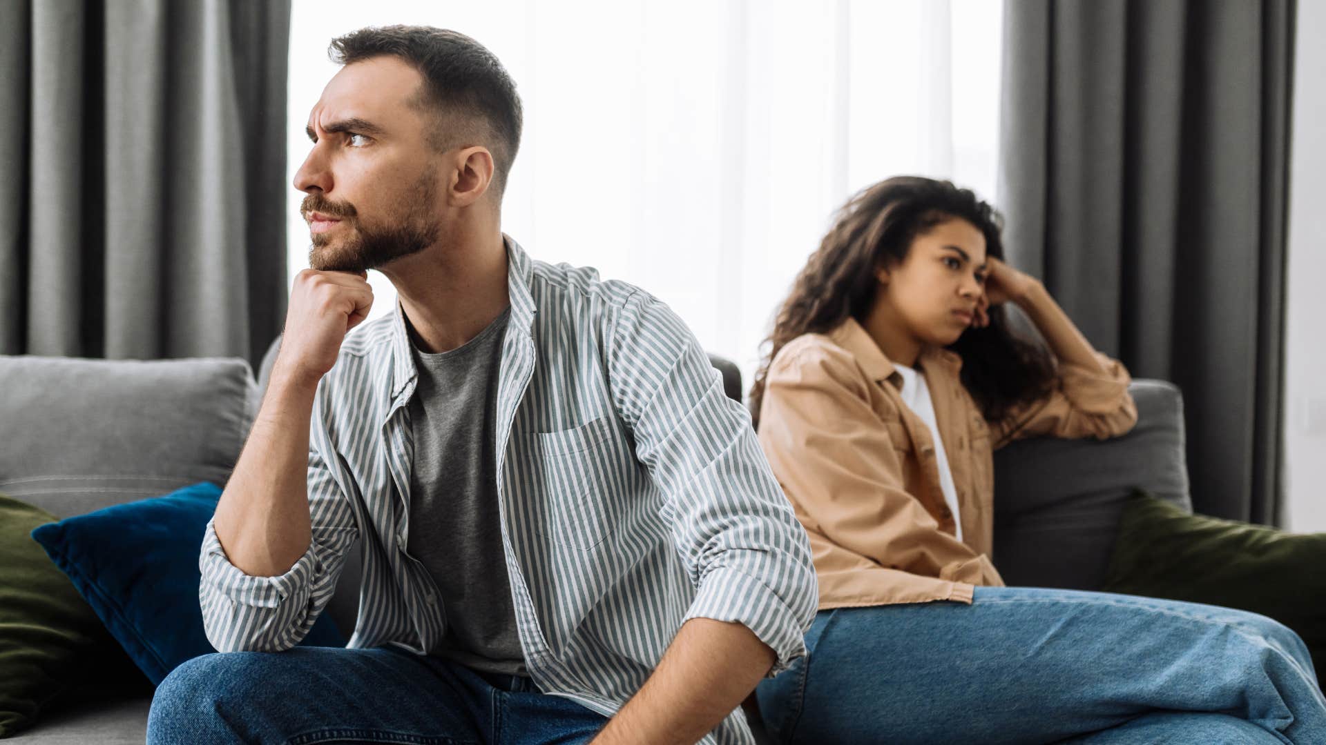 mindless woman saying i'll try anything once as it annoys her partner