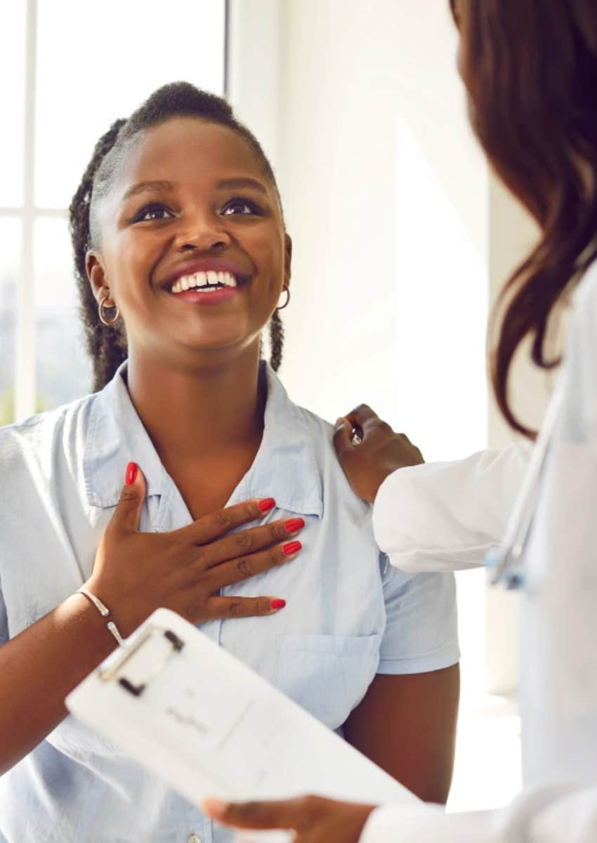 Woman at physical relieving signs of depression 