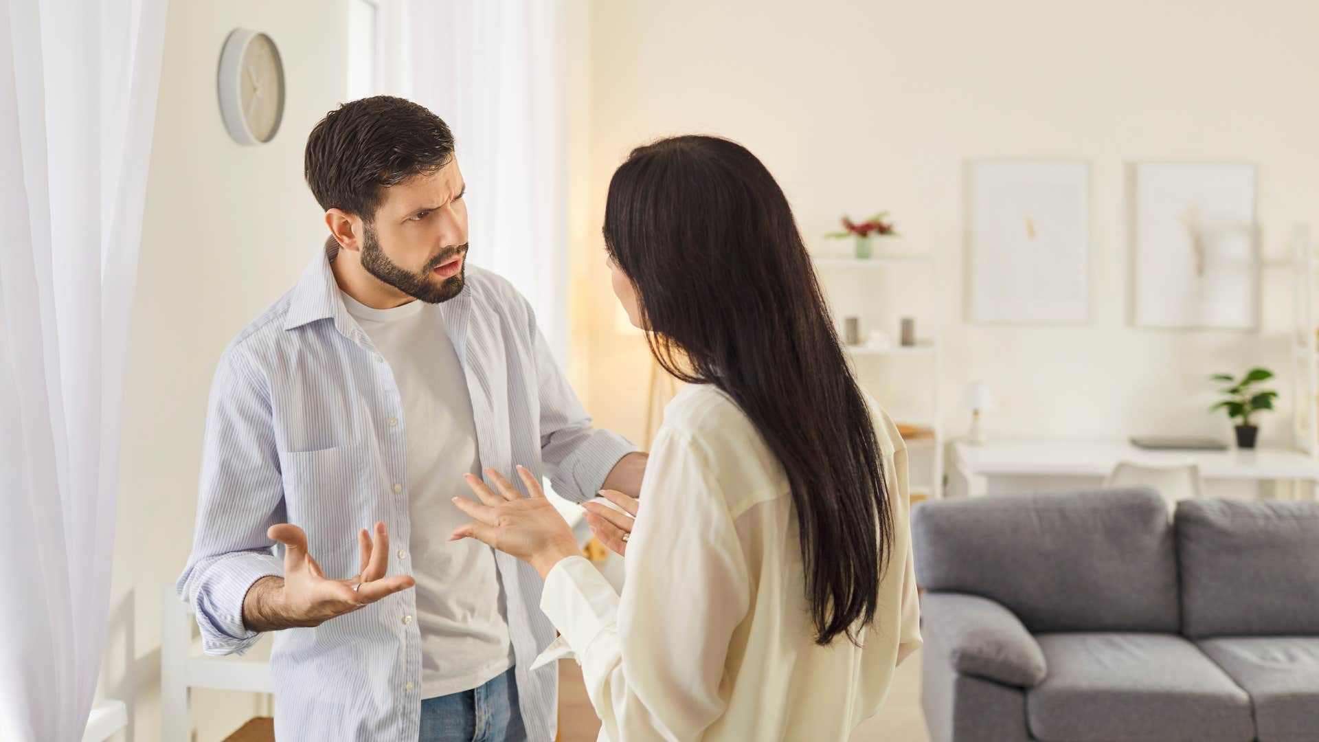 couple whoa re naturally agreeable as they fight about one thing at a time