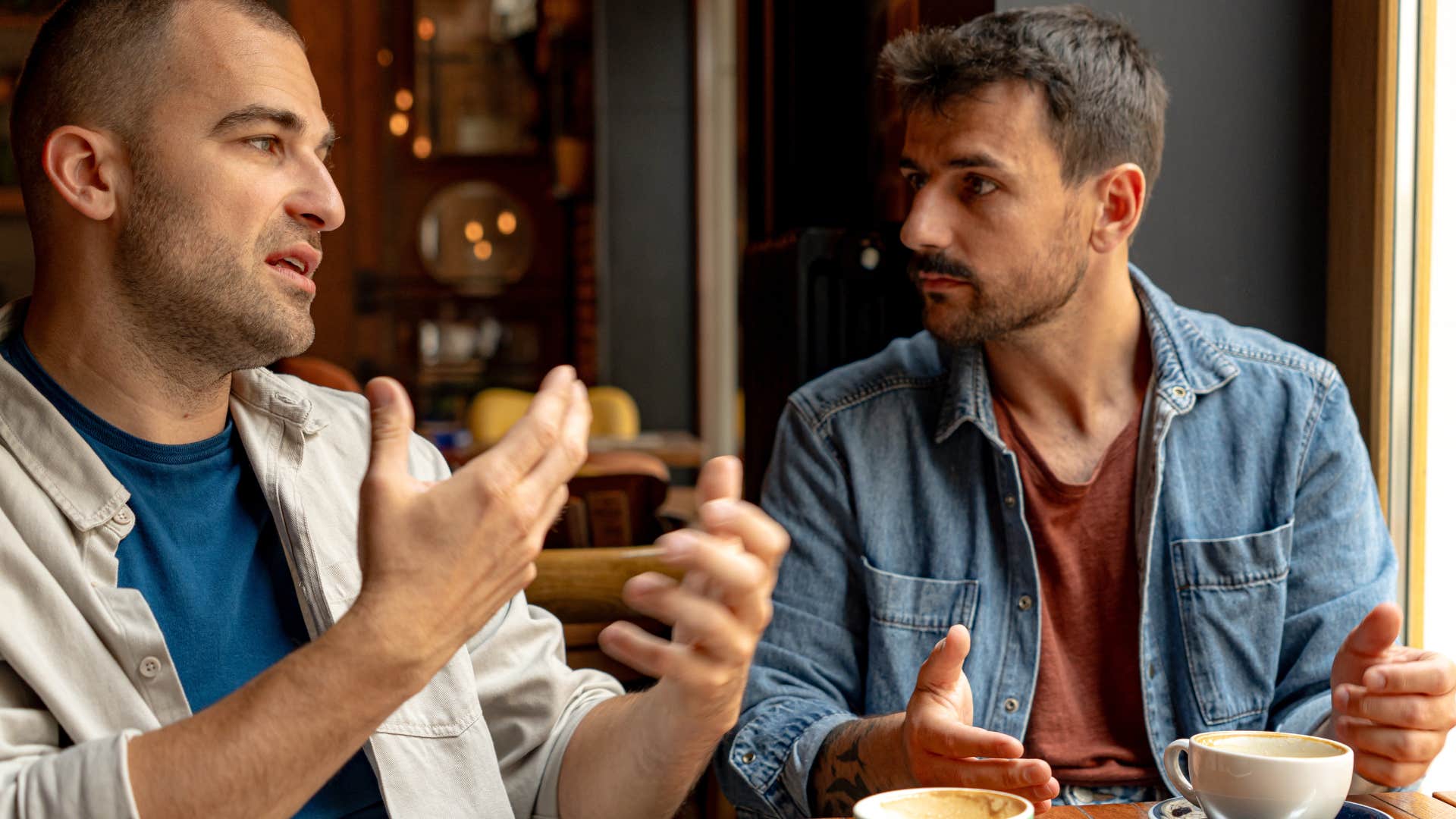 authentic man who can't fake it talking to a friend