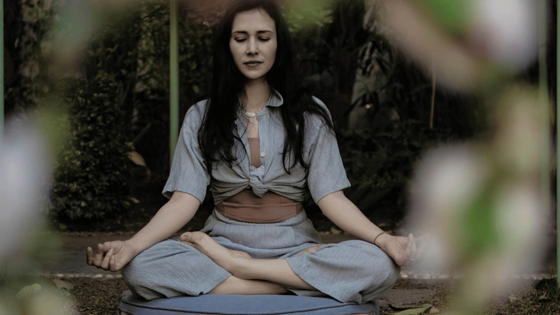 woman who is naturally mysterious meditating