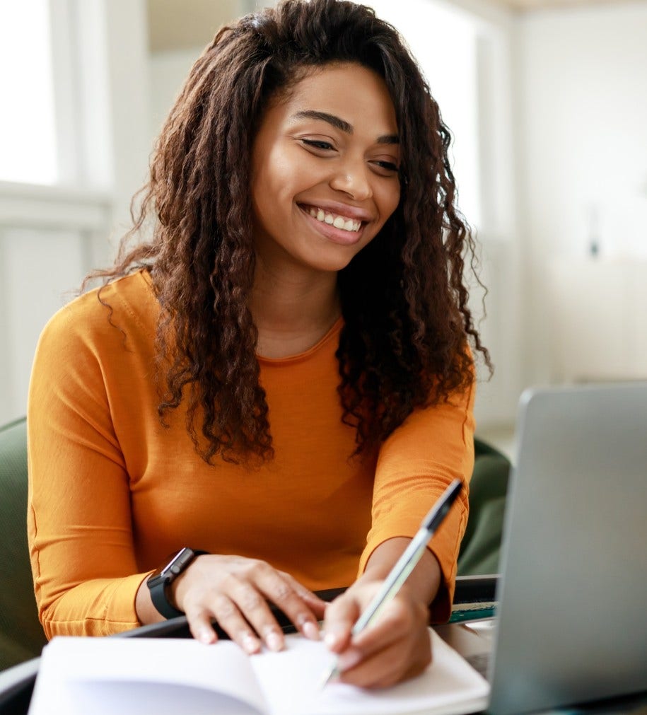 woman who is naturally passionate as she takes personality assessment