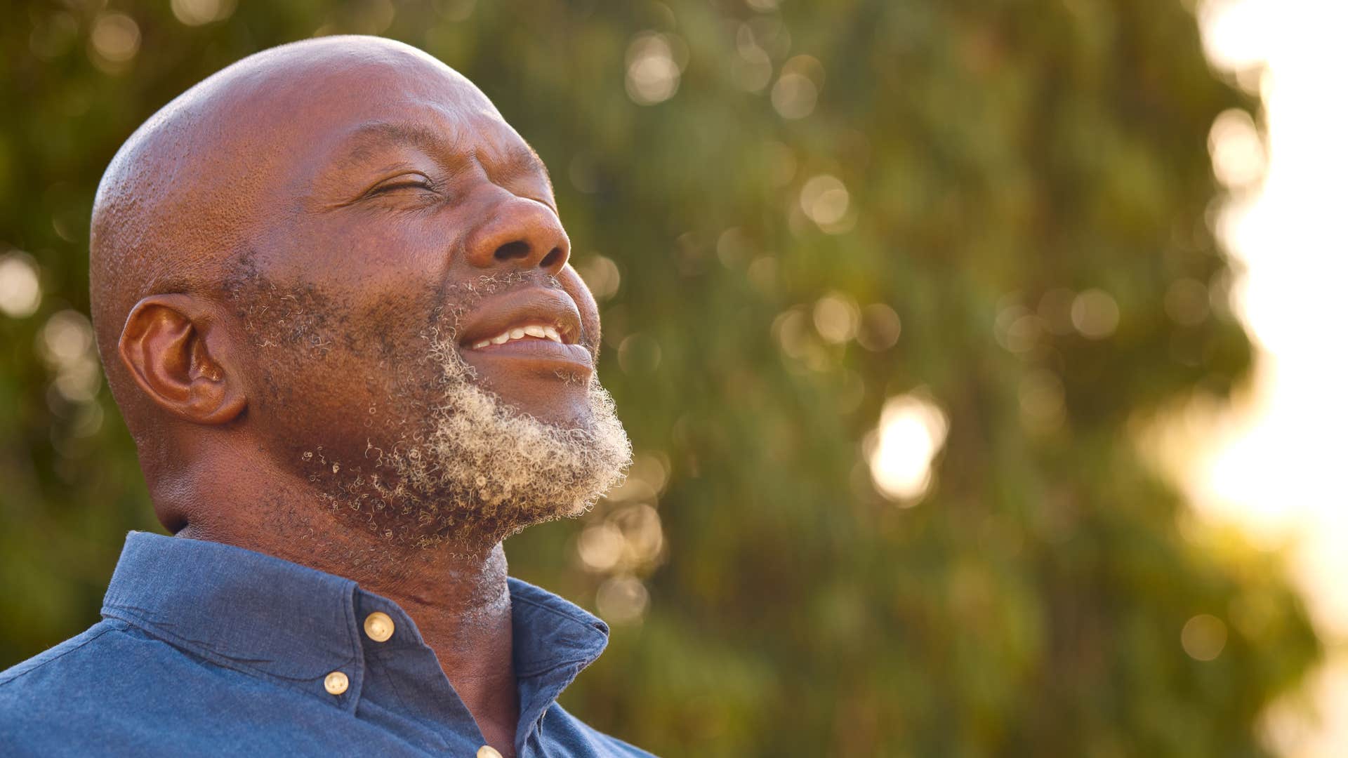 man who is naturally resilient as he takes deep breath