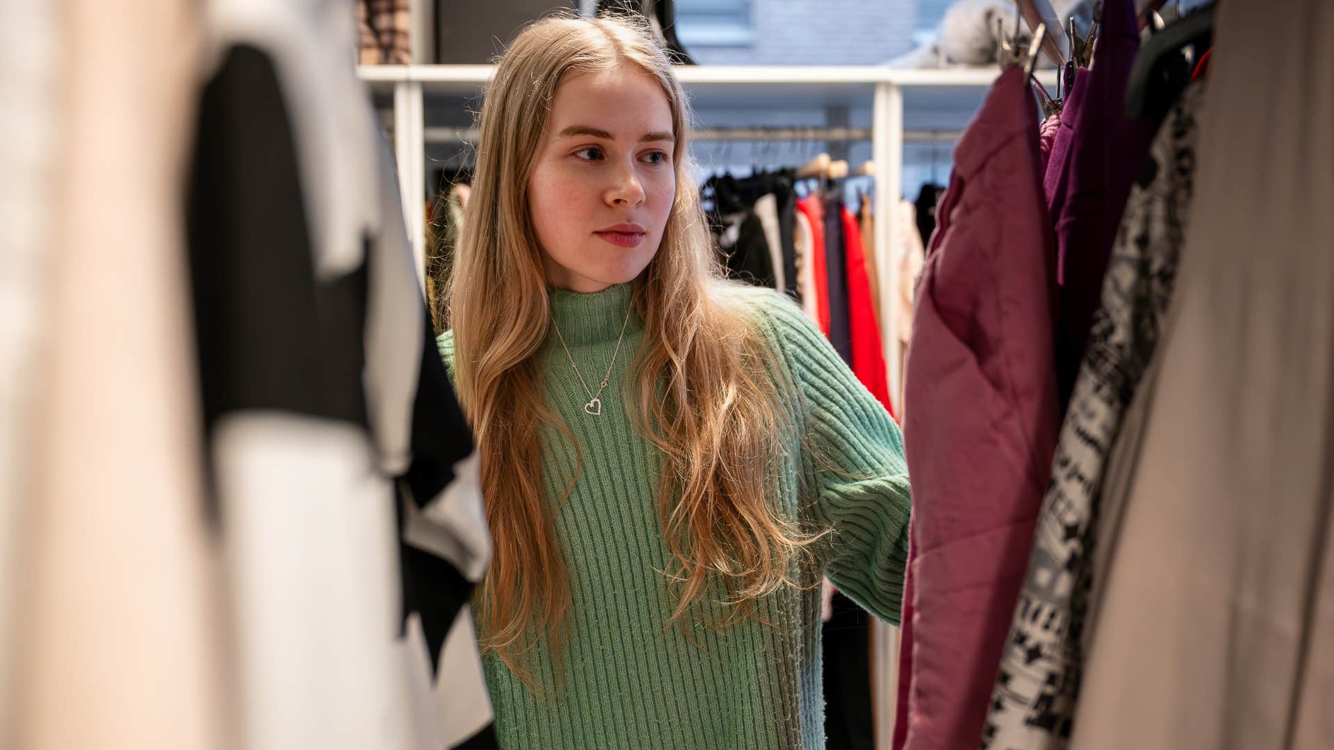 woman who is naturally thrifty as she dresses approprirately