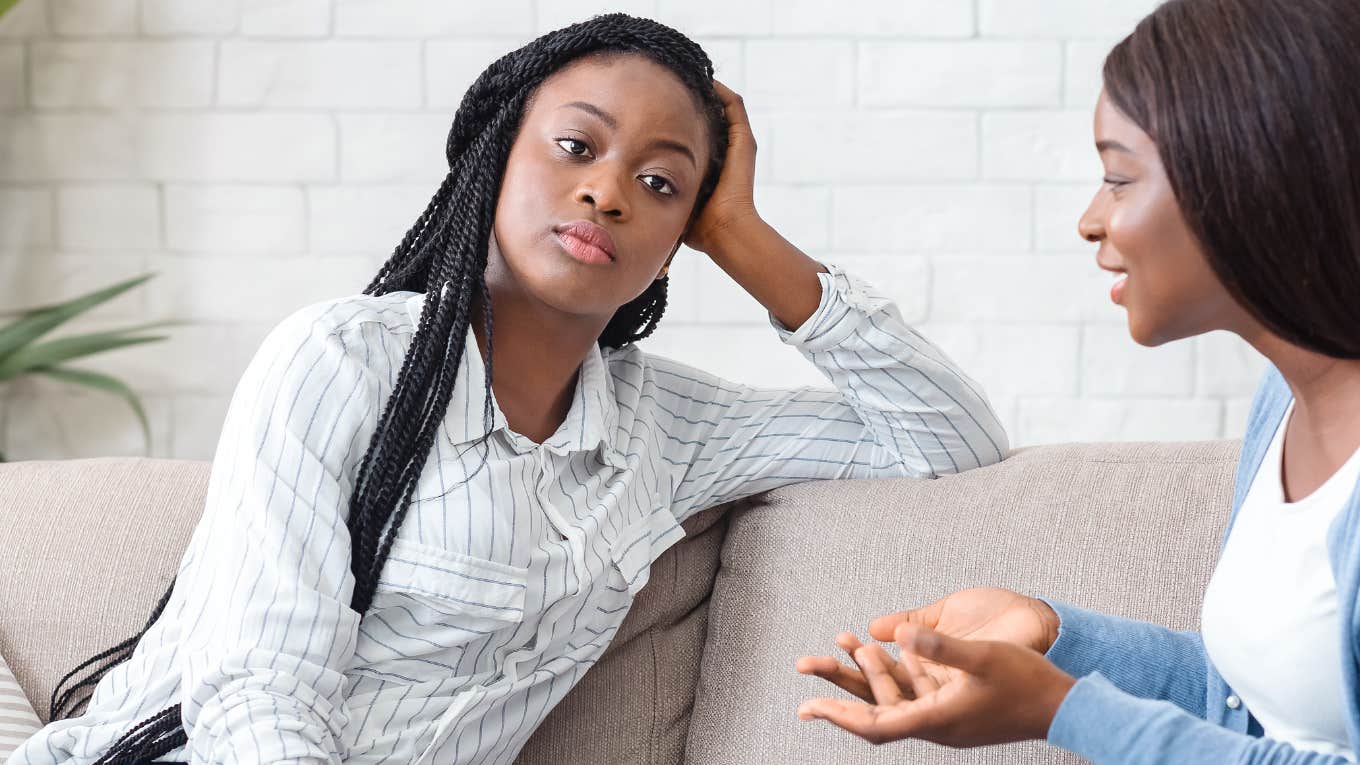 serious woman planning to end her friendship