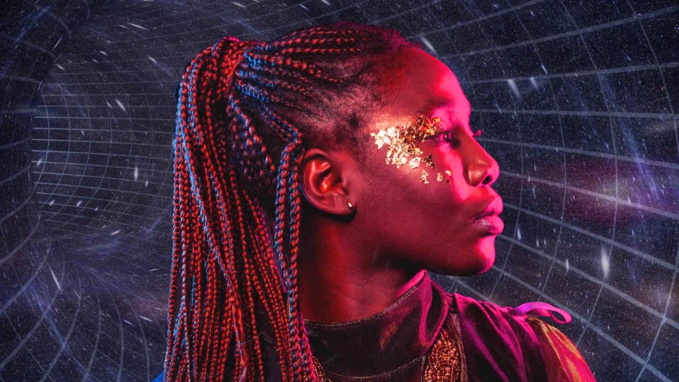 Mystical woman gazing to the side, representing strange time-travel dreams that reveal feelings about past and future