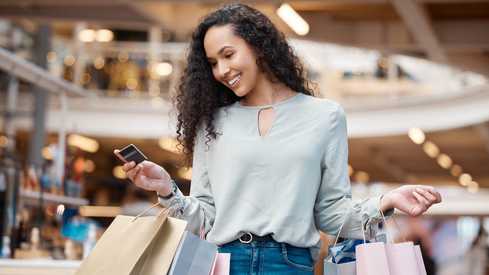 woman going shopping thinking it will make her happier