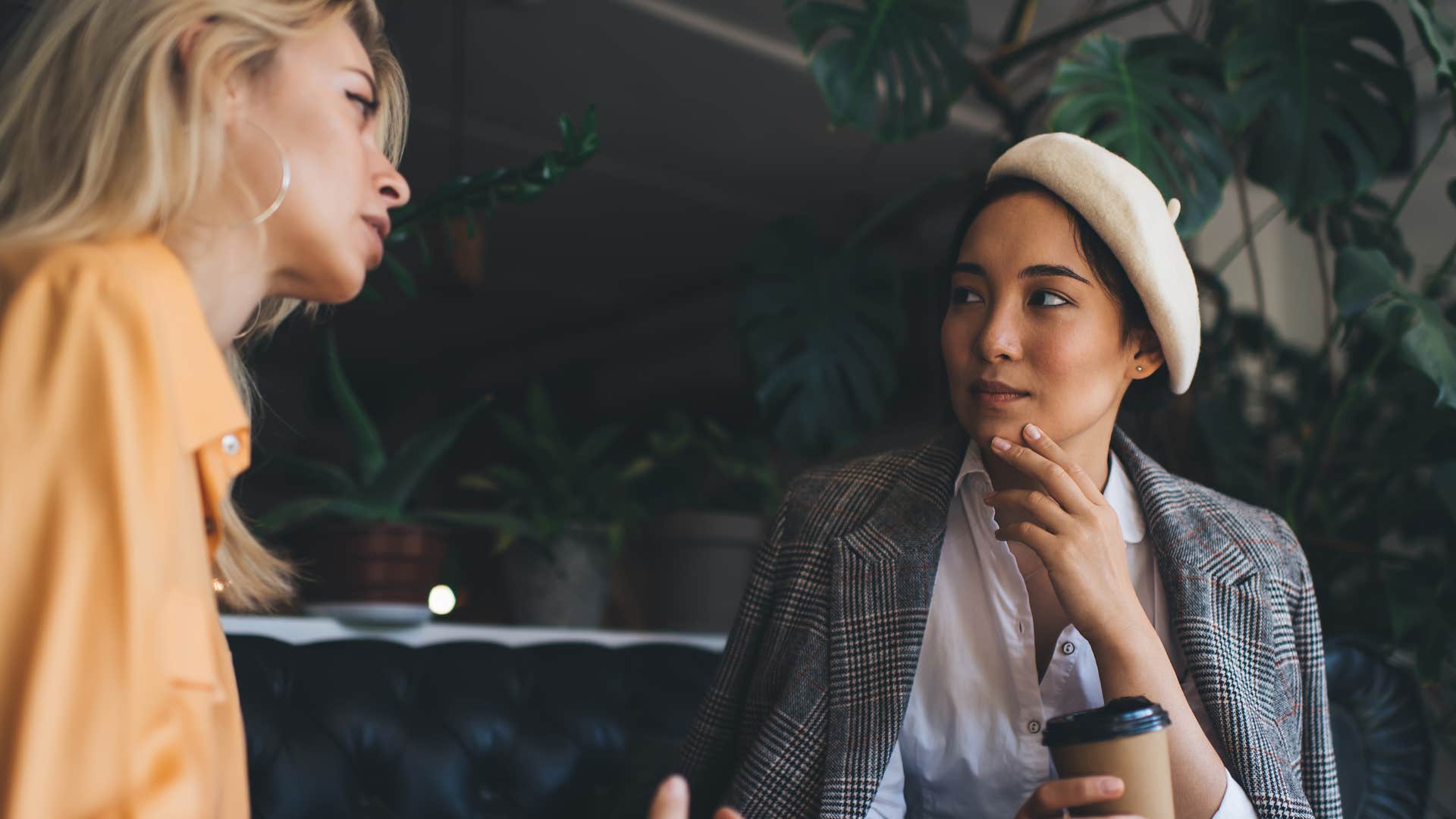 things adults with actual morals are tired of at this stage of their lives friends who only show up when they need something woman in gray jacket looking mad as friend only shows up when they need something